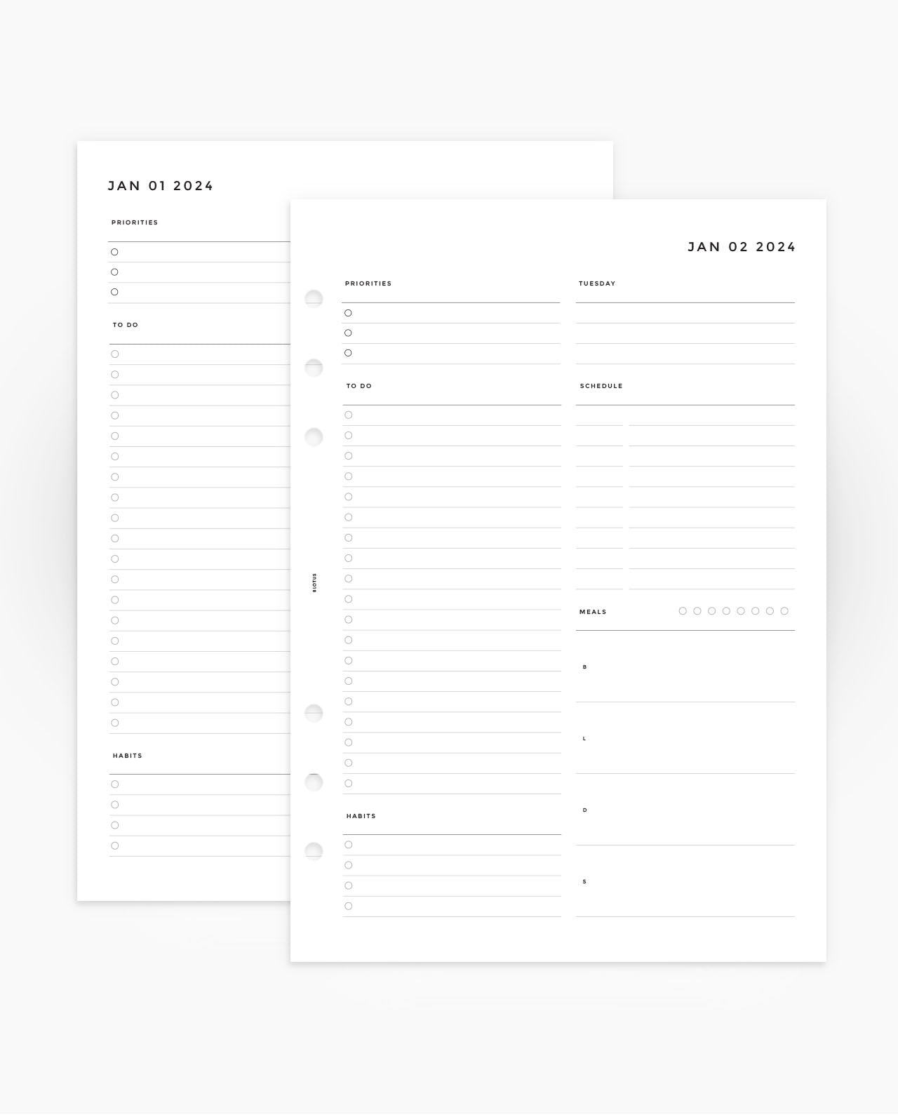 MN040 - 2024 Daily Meals & Habits Planner Inserts - DO1P