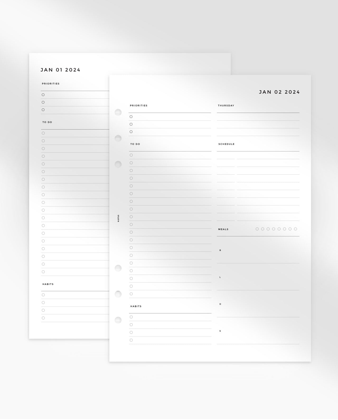 MN040 - 2025 Daily Meals & Habits Planner Inserts