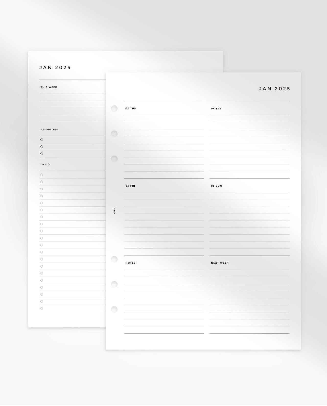 MN166 - 2025 Weekly Vertical Box Planner Inserts - Lined - WO2P