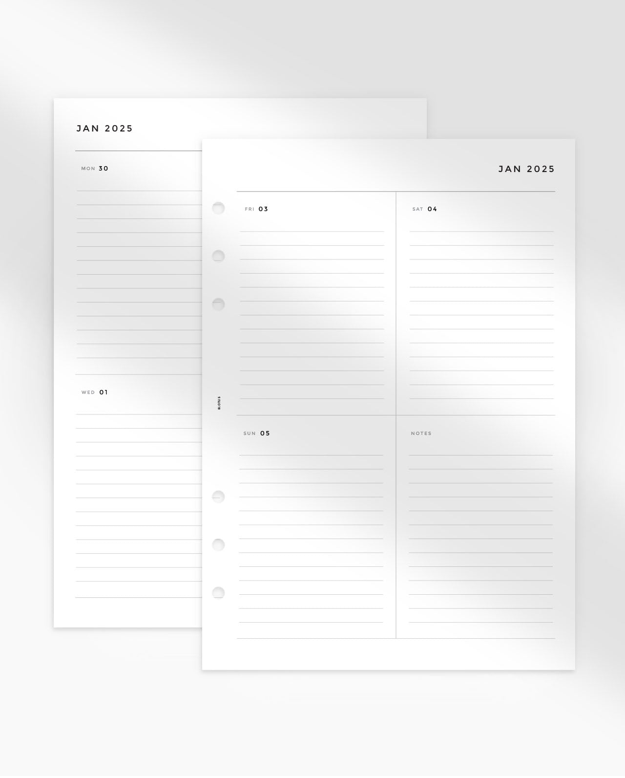 MN131 - 2025 Weekly Vertical - Lined - WO2P - Printable PDF