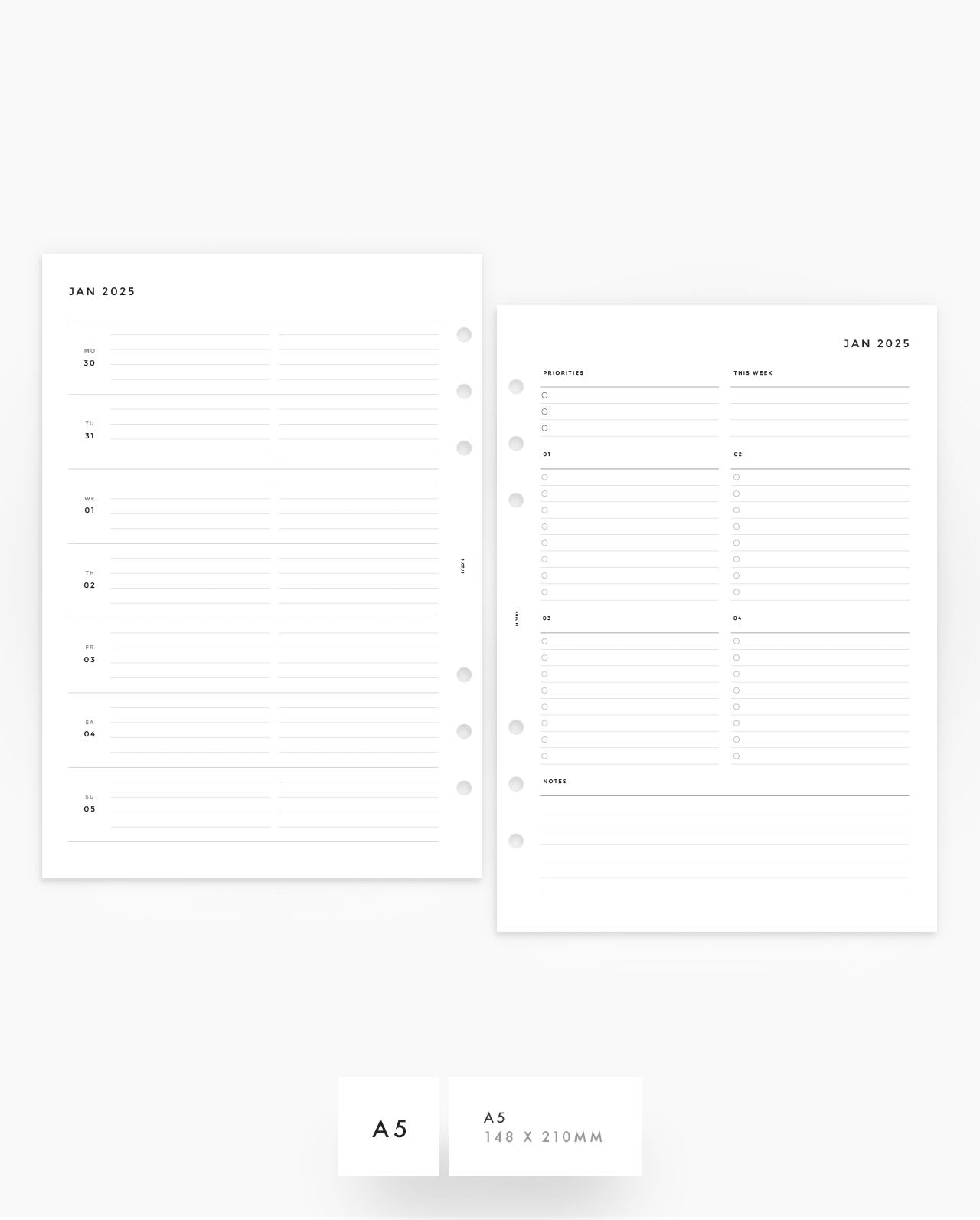 MN167 - 2025 Weekly Horizontal Custom Lists - Lined - WO2P  - Printable PDF