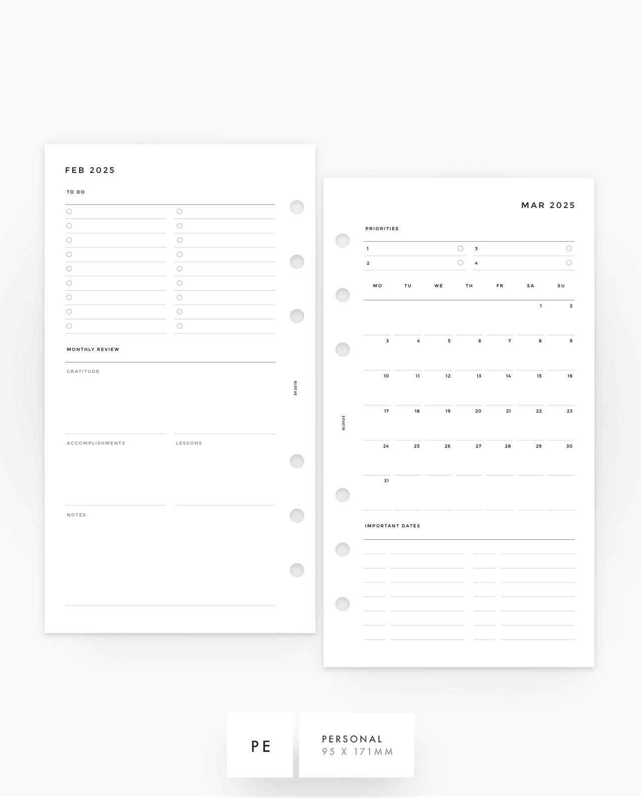 MN003 - 2025 MONTHLY PLANNER & REVIEW - MO2P - Printable PDF