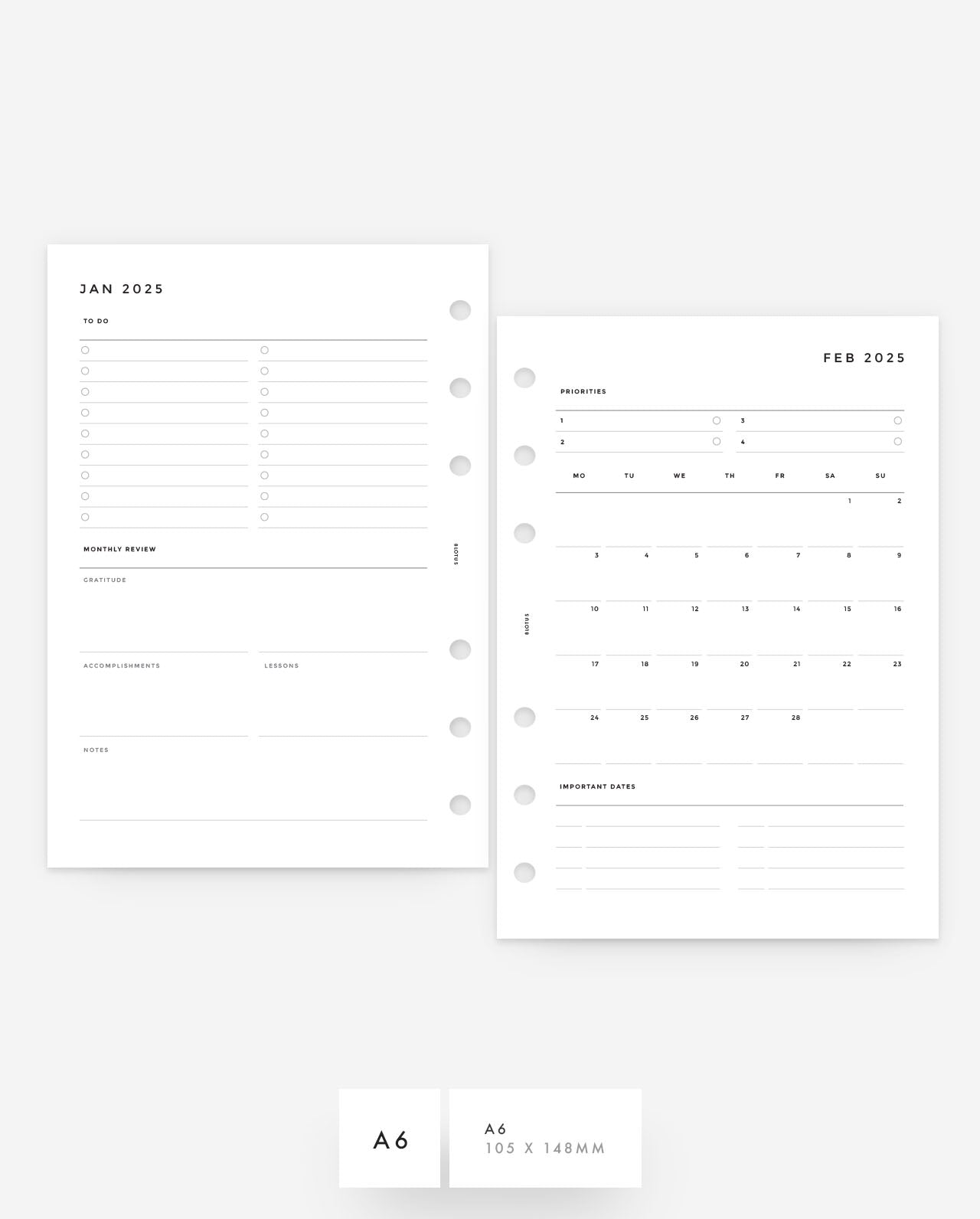 MN003 - 2025 MONTHLY PLANNER & REVIEW - MO2P - Printable PDF