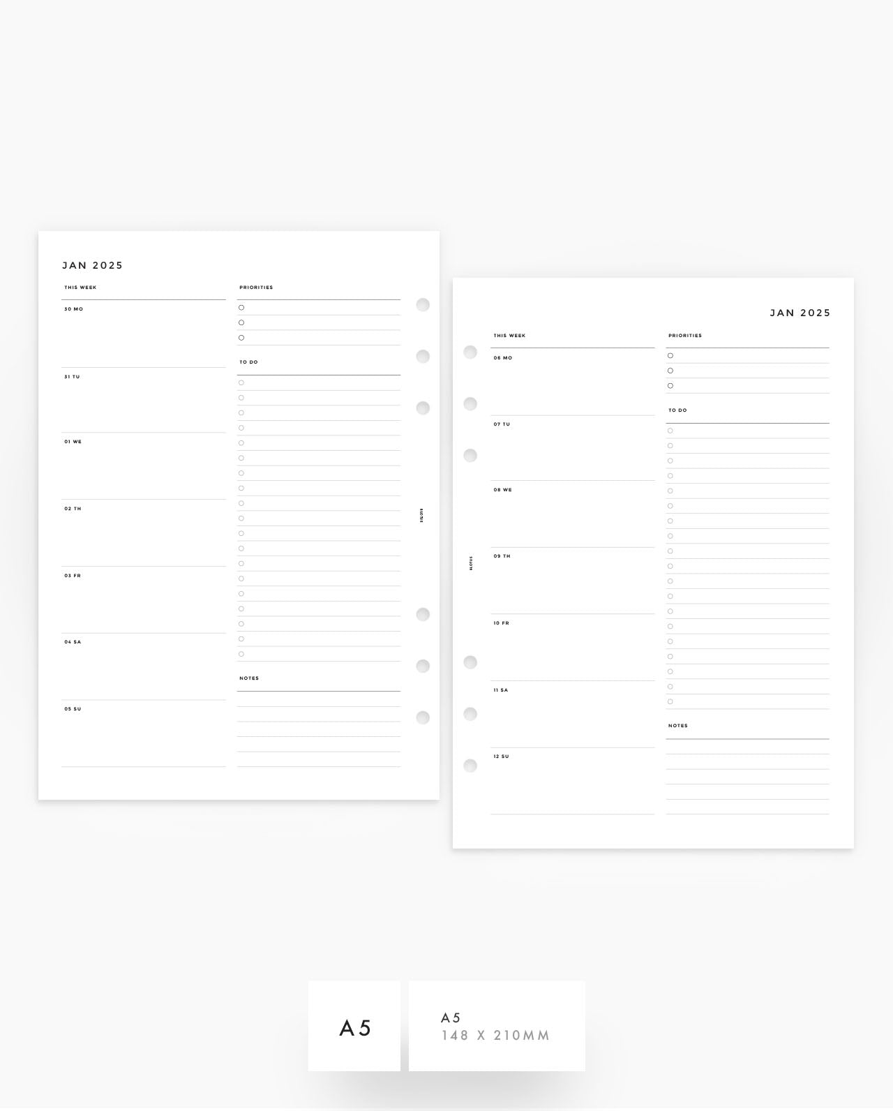 MN007 - 2025 Weekly Overview Planner Inserts - WO1P