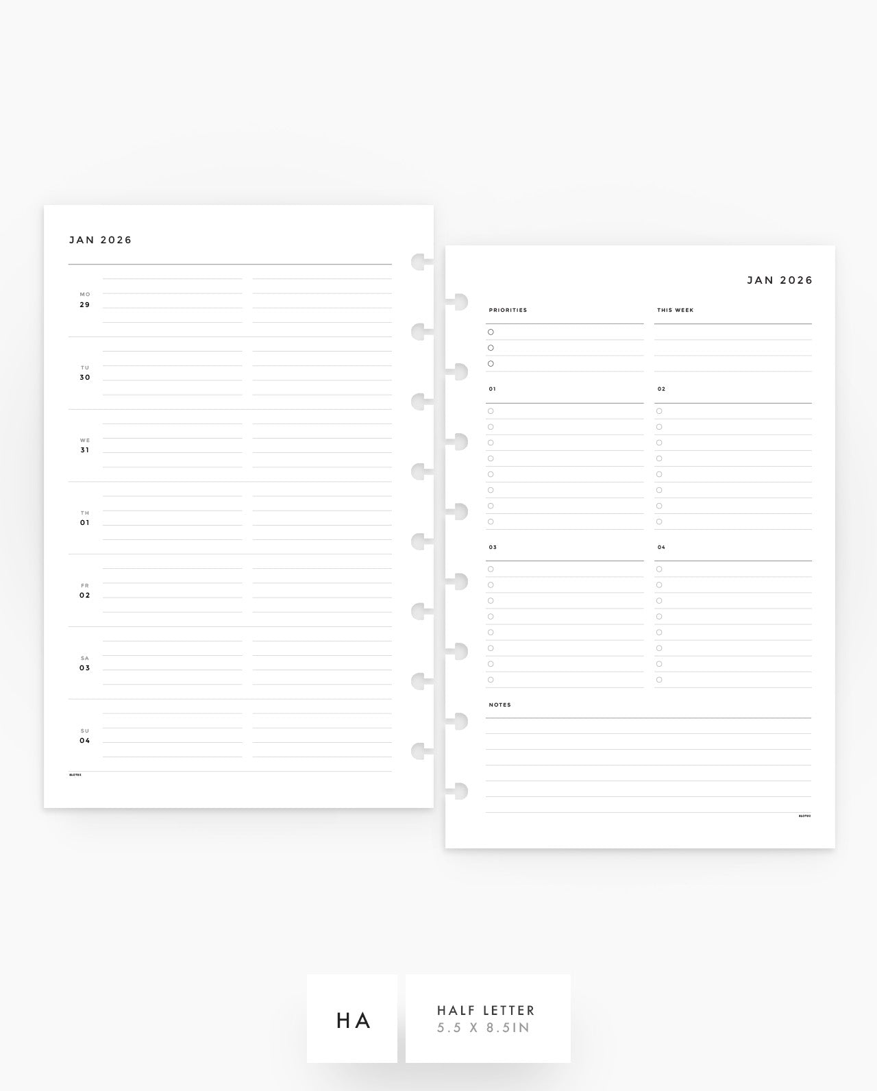 MN167 - 2026 Weekly Horizontal Custom Lists - Lined - WO2P - Printable PDF
