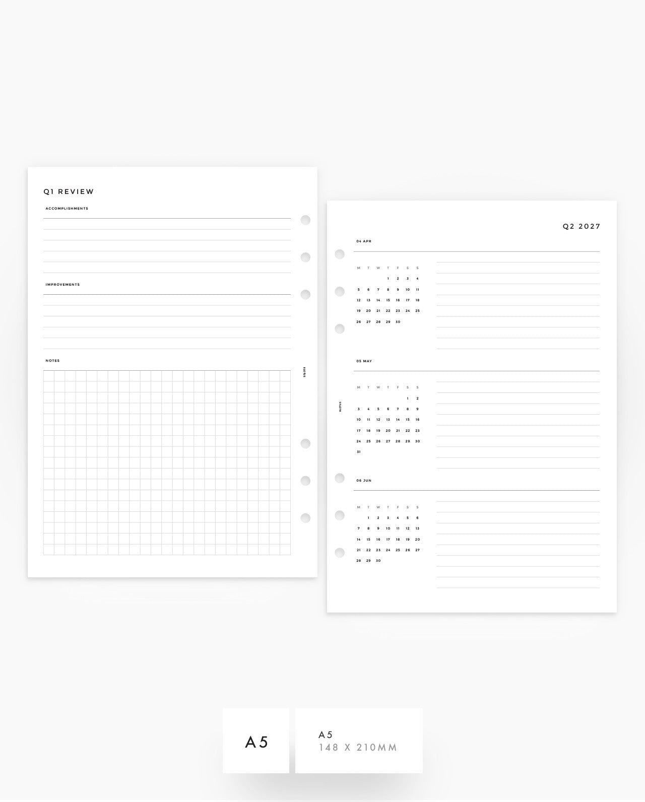 MN018 - 2027 Yearly & Quarterly Overview Planner Inserts - PREORDER