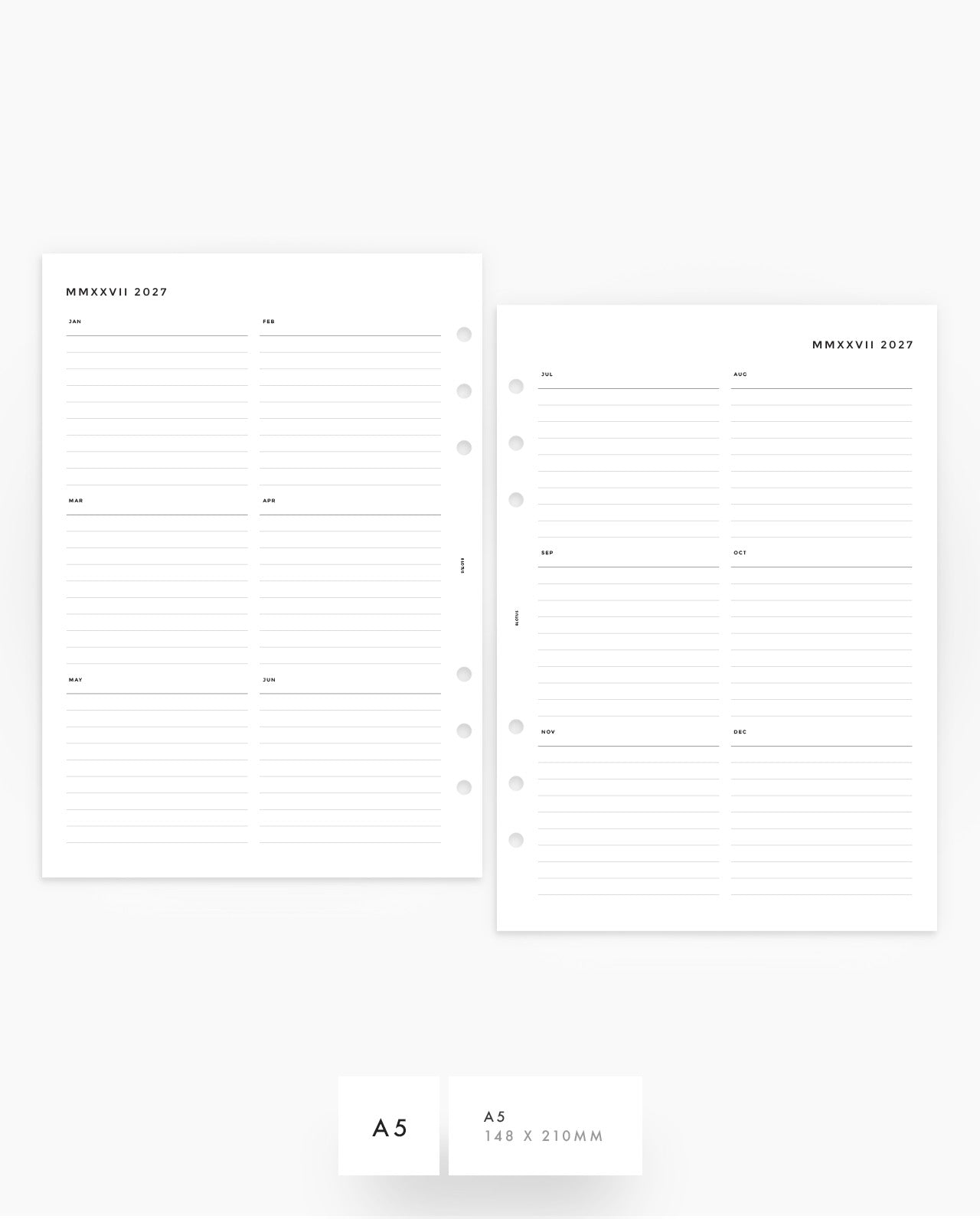 MN018 - 2027 Yearly & Quarterly Overview Planner Inserts - PREORDER