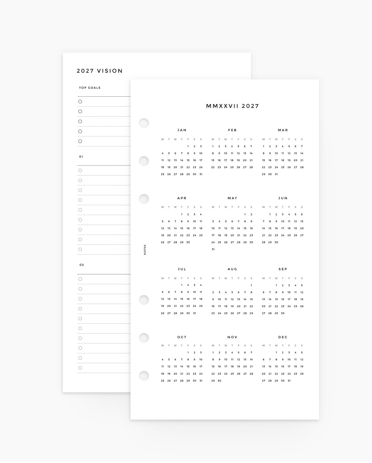 MN018 - 2027 Yearly & Quarterly Overview Planner Inserts - PREORDER