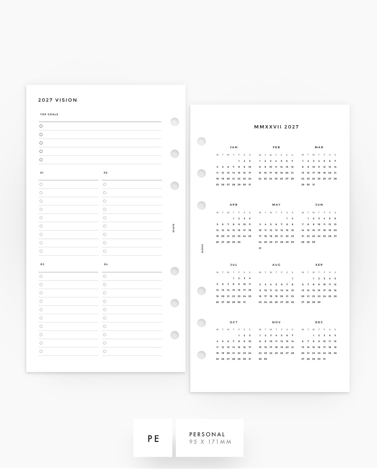 MN018 - 2027 Yearly & Quarterly Overview Planner Inserts - PREORDER