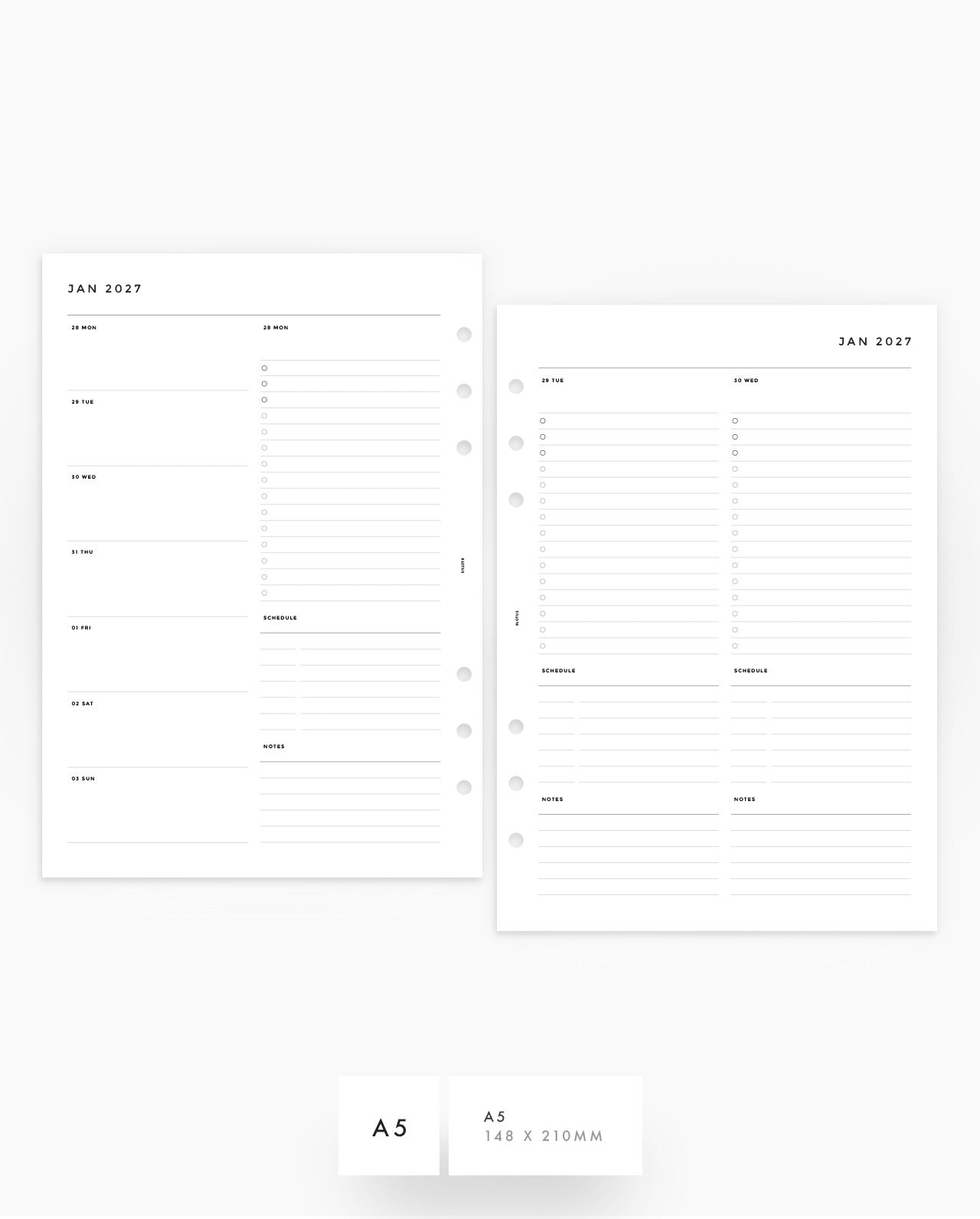 MN080 - 2027 Daily & Weekly Planner Inserts - WO4P / 2DO1P