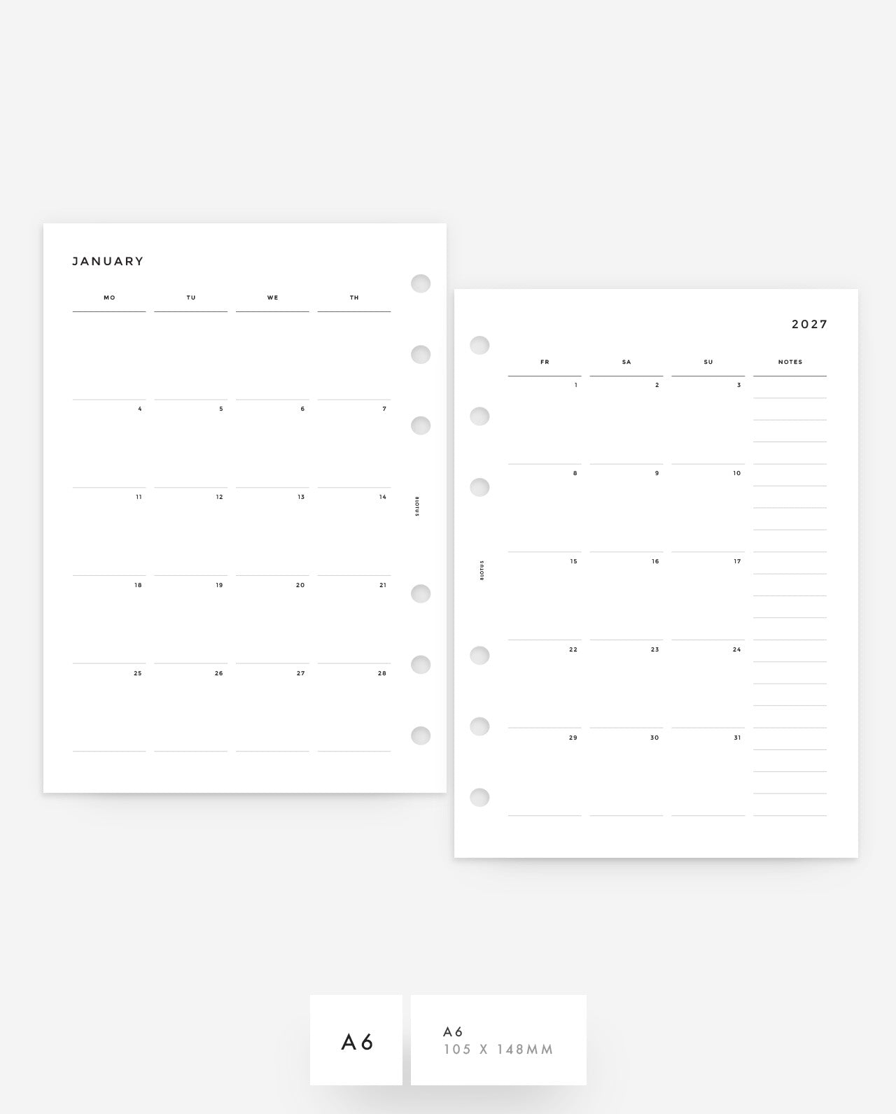 MN016 - 2027 Monthly Planner Inserts - MO4P - PREORDER