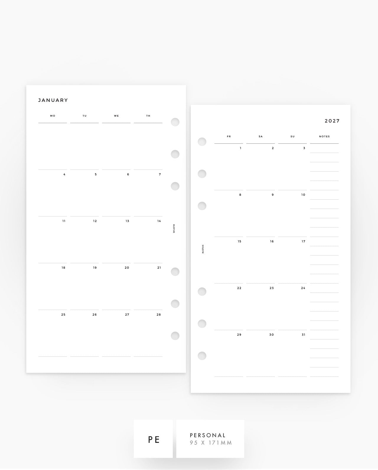 MN016 - 2027 Monthly Planner Inserts - MO4P - PREORDER
