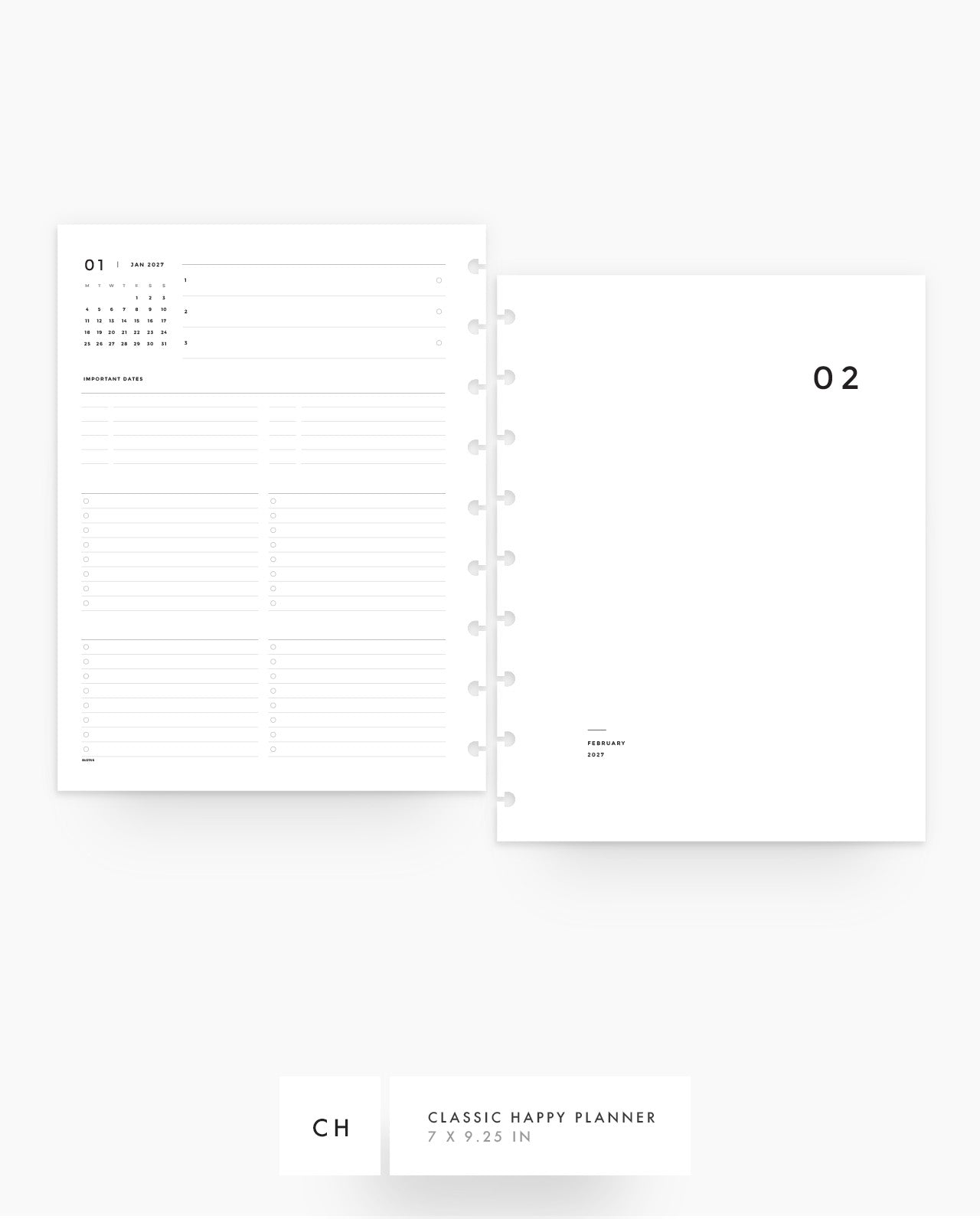 MN016 - 2027 Monthly Planner Inserts - MO4P - PREORDER