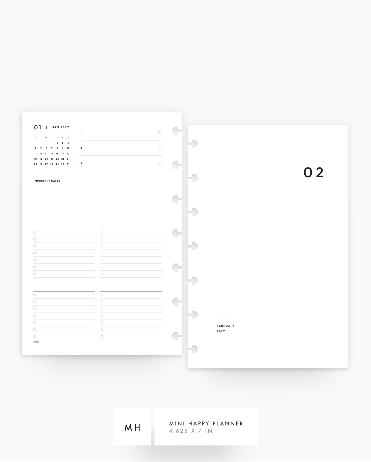 MN016 - 2027 Monthly Planner Inserts - MO4P - PREORDER