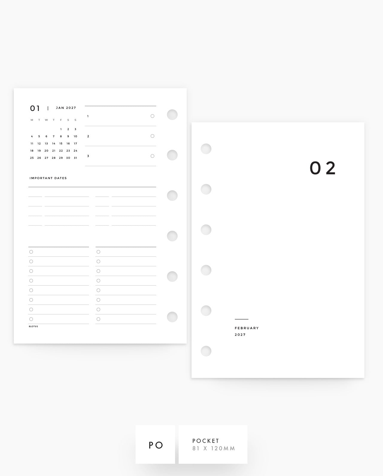MN016 - 2027 Monthly Planner Inserts - MO4P - PREORDER