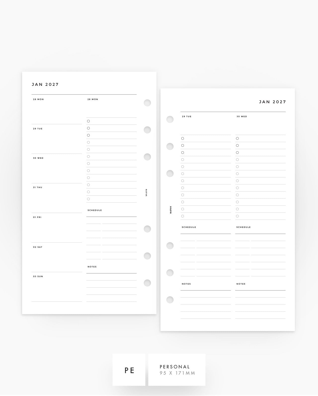 MN080 - 2027 Daily & Weekly Planner Inserts - WO4P - PREORDER