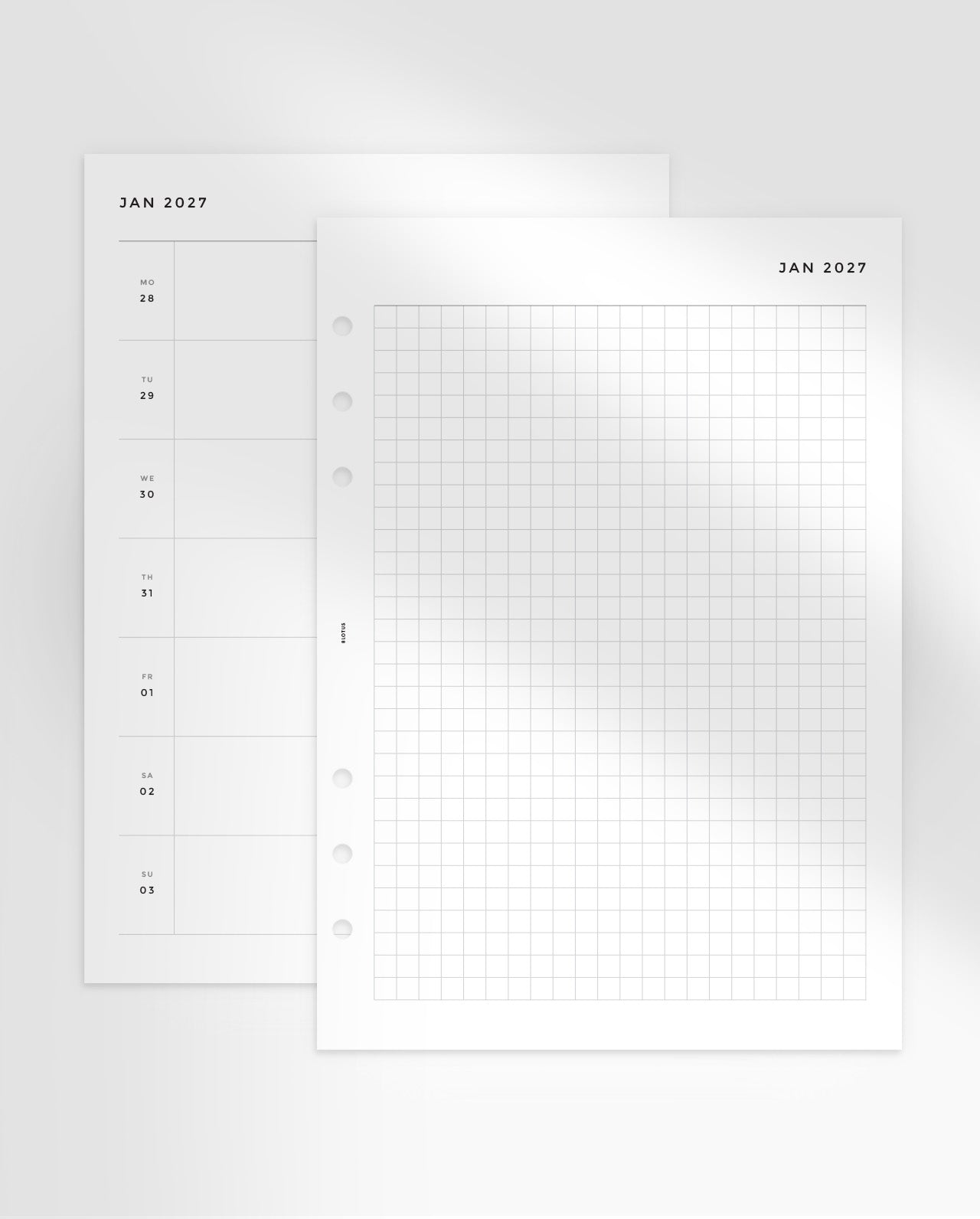 MN041 - 2027 Weekly Horizontal & Grid Notes Planner Inserts - WO2P - PREORDER