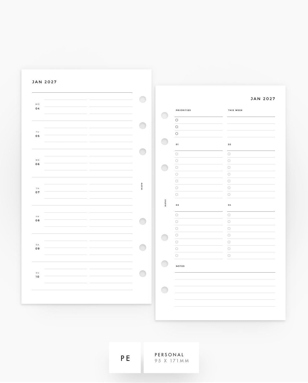 MN167 - 2027 Weekly Planner Inserts - Lined w/ Custom Lists - WO2P - PREORDER