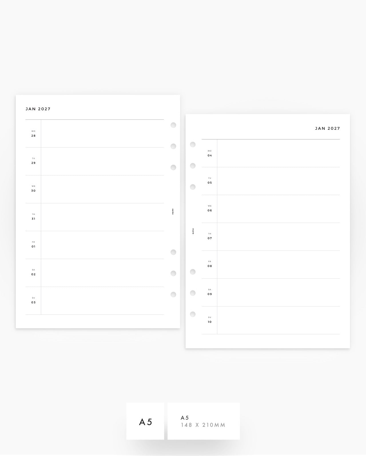 MN023 - 2027 Weekly Overview Horizontal Planner Inserts - WO1P - PREORDER
