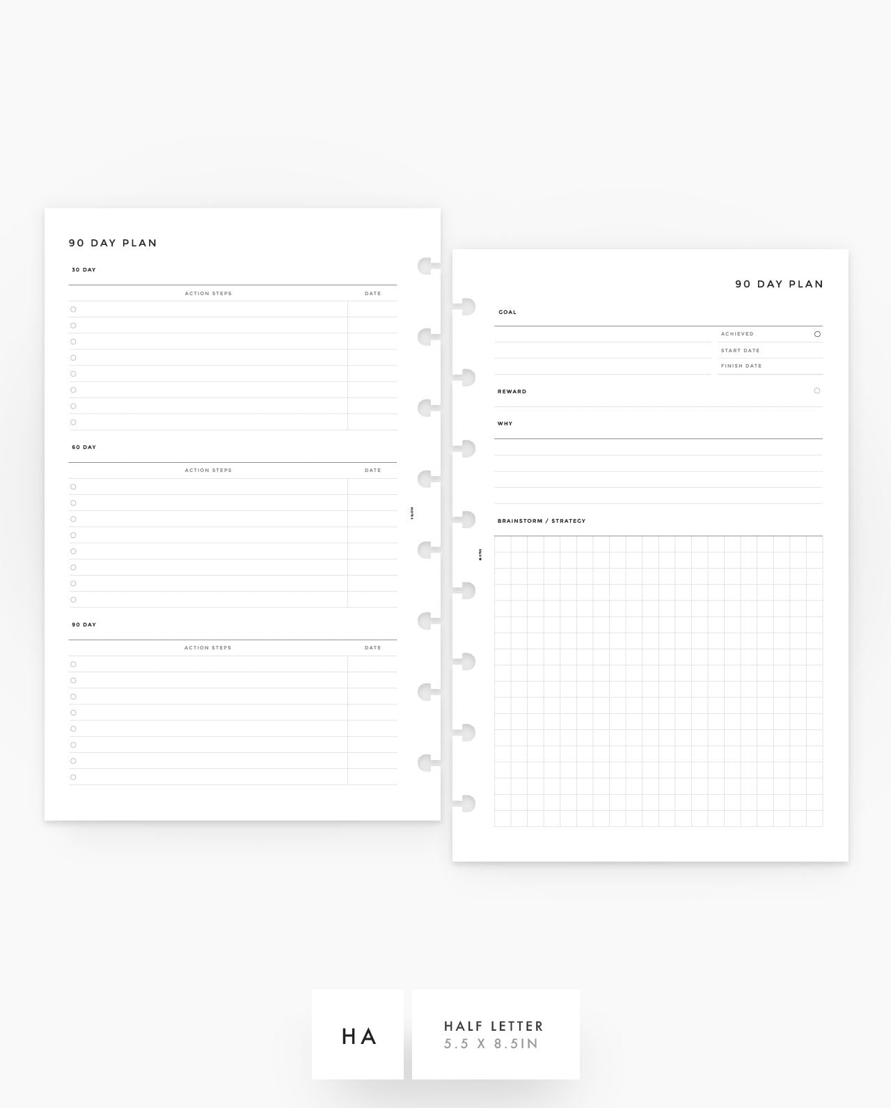 MN247 - 90 Day Plan - Printable Planner Inserts PDF