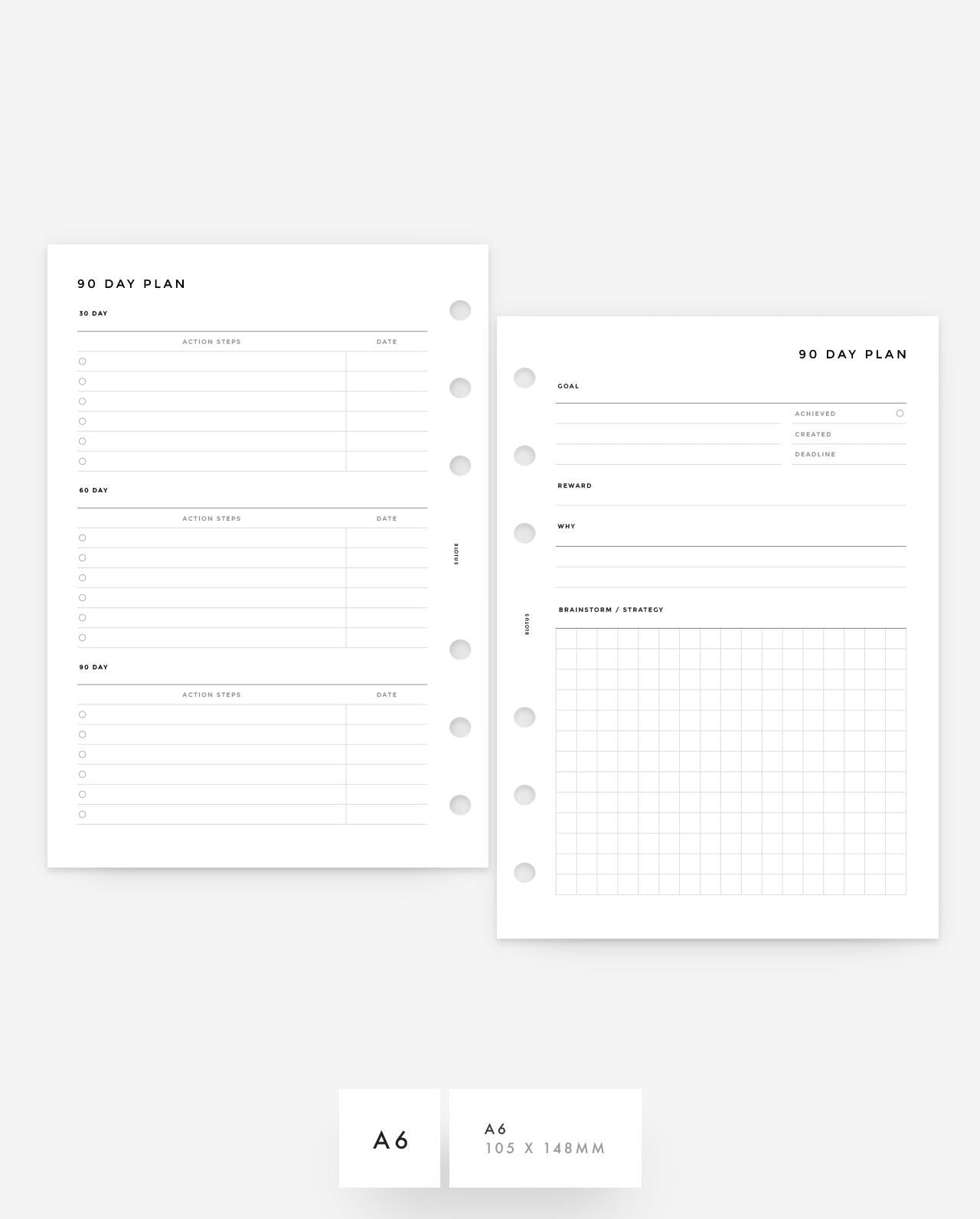 MN247 - 90 Day Plan - Printable Planner Inserts PDF