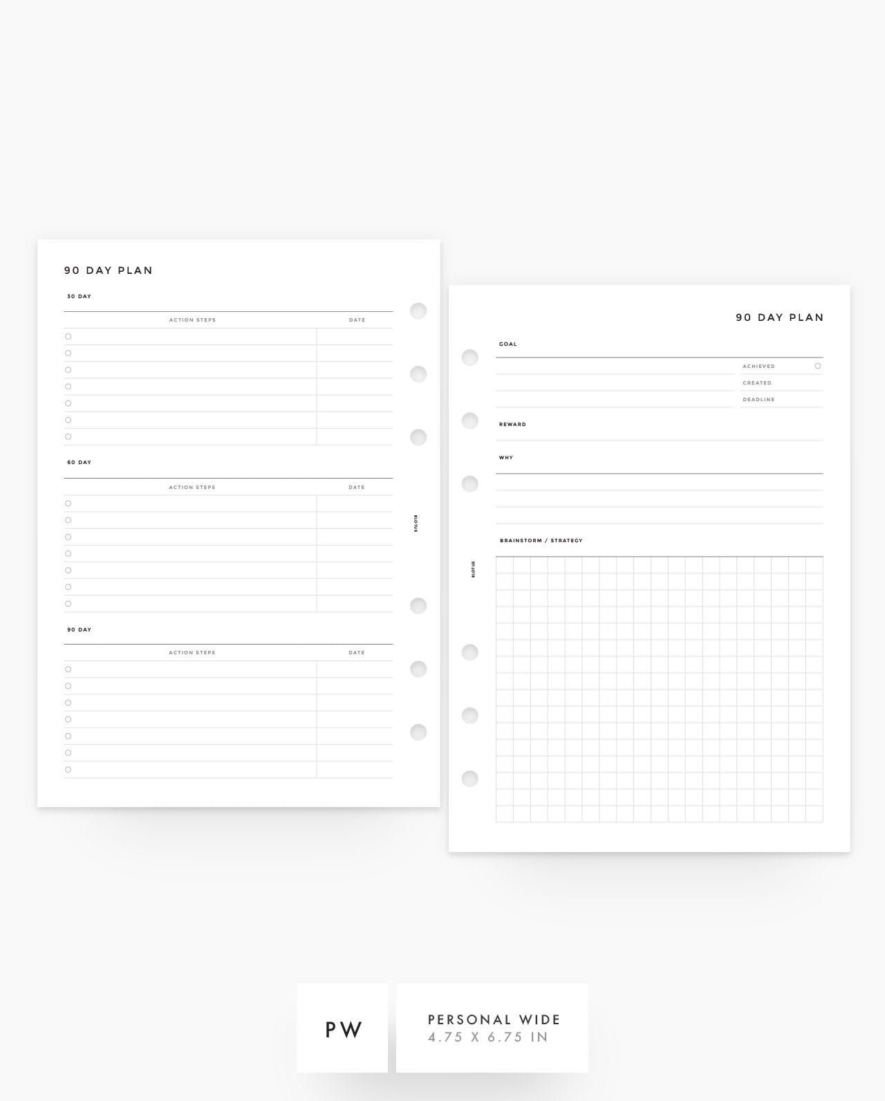 MN247 - 90 Day Plan - Printable Planner Inserts PDF