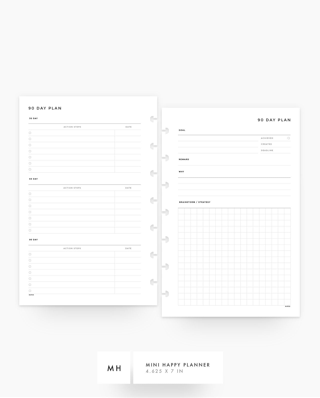 MN247 - 90 Day Plan - Printable Planner Inserts PDF