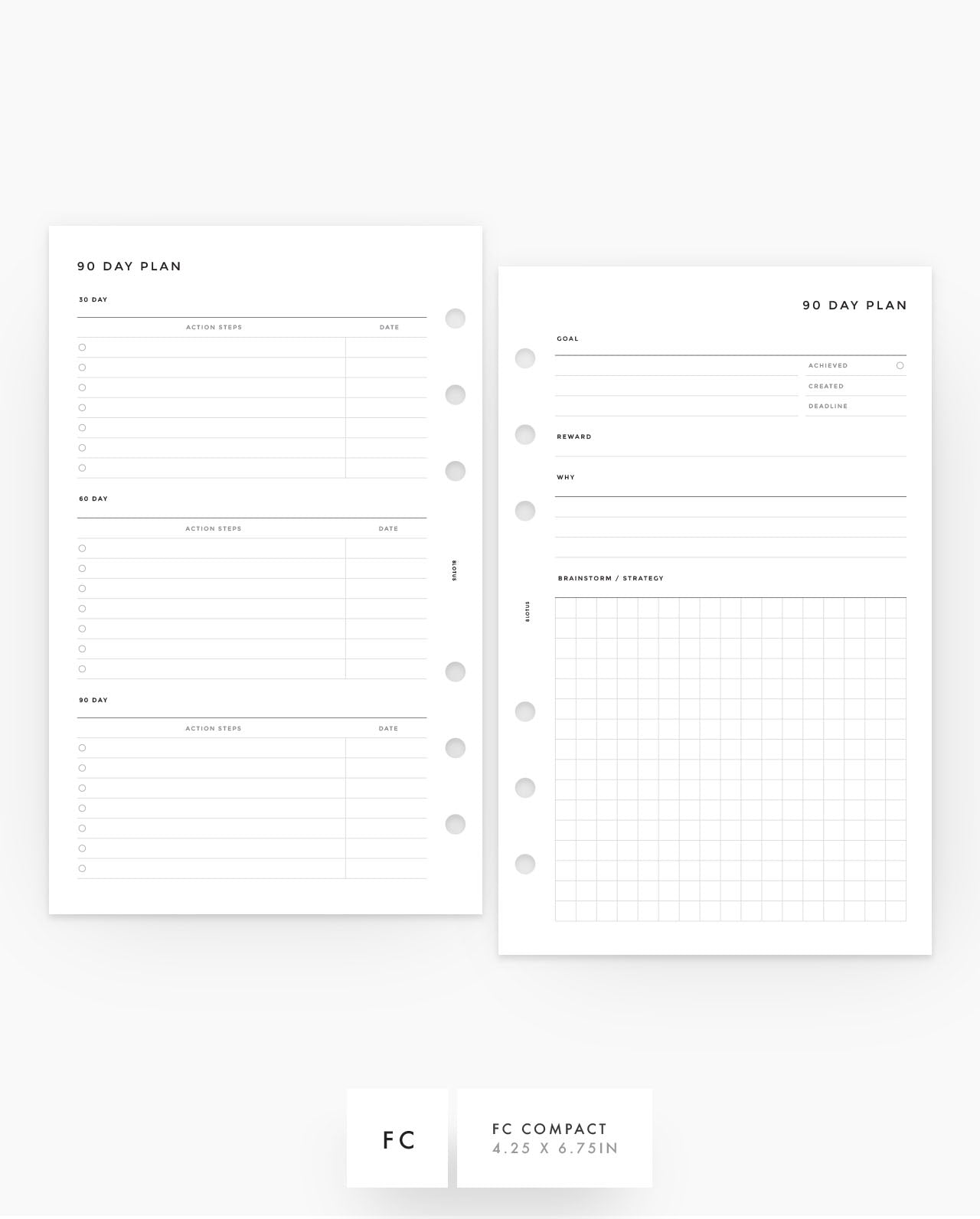 MN247 - 90 Day Plan - Printable Planner Inserts PDF