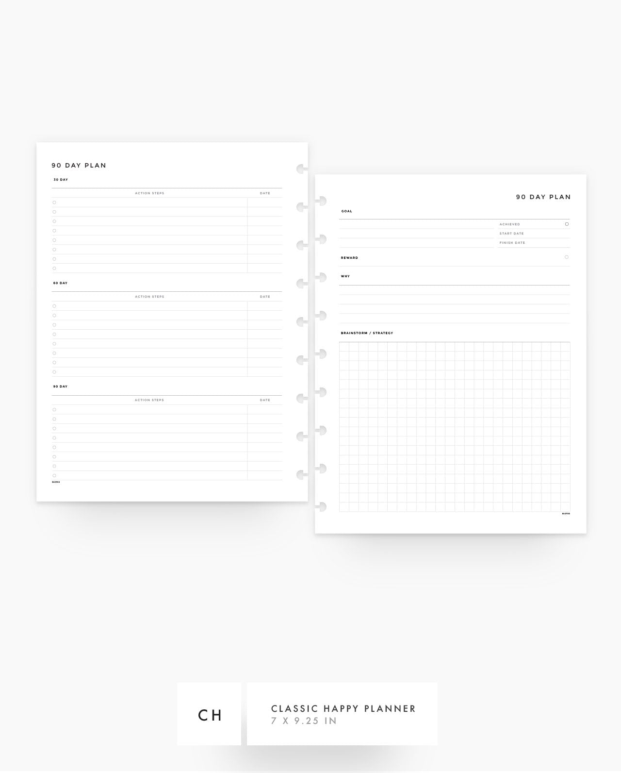MN247 - 90 Day Plan - Printable Planner Inserts PDF
