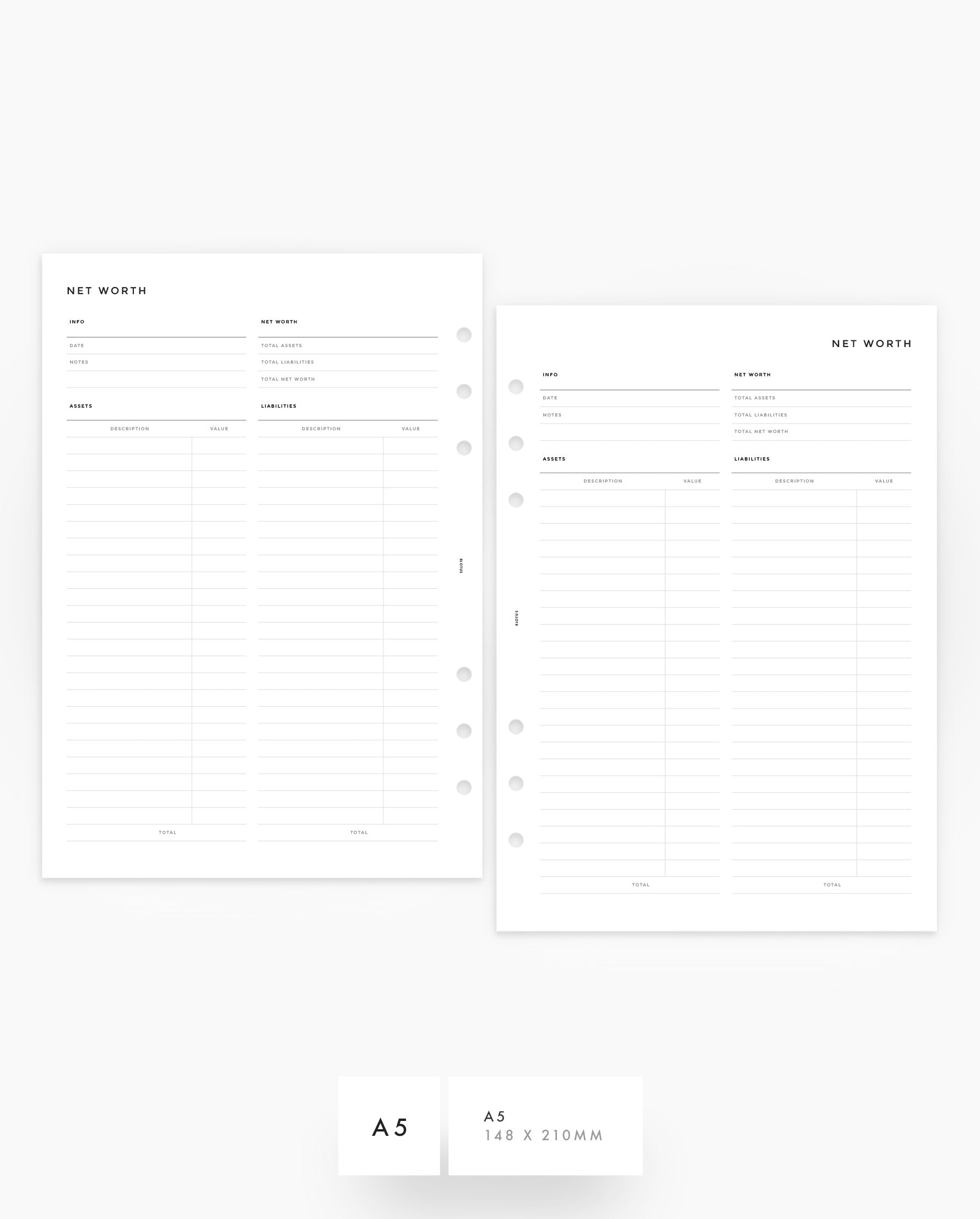 MN157 - Net Worth Planner Inserts - Printable PDF