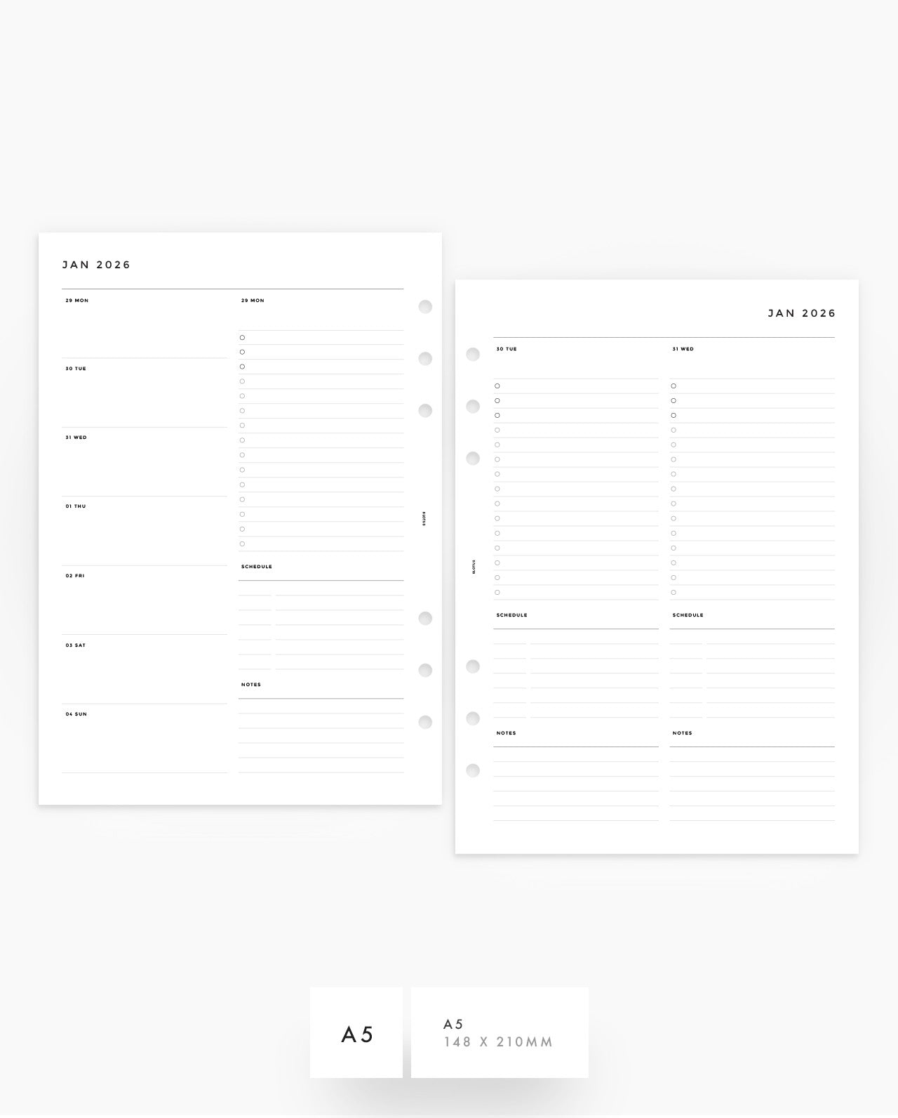 MN080 - 2026 Daily & Weekly Planner Inserts - WO4P / 2DO1P