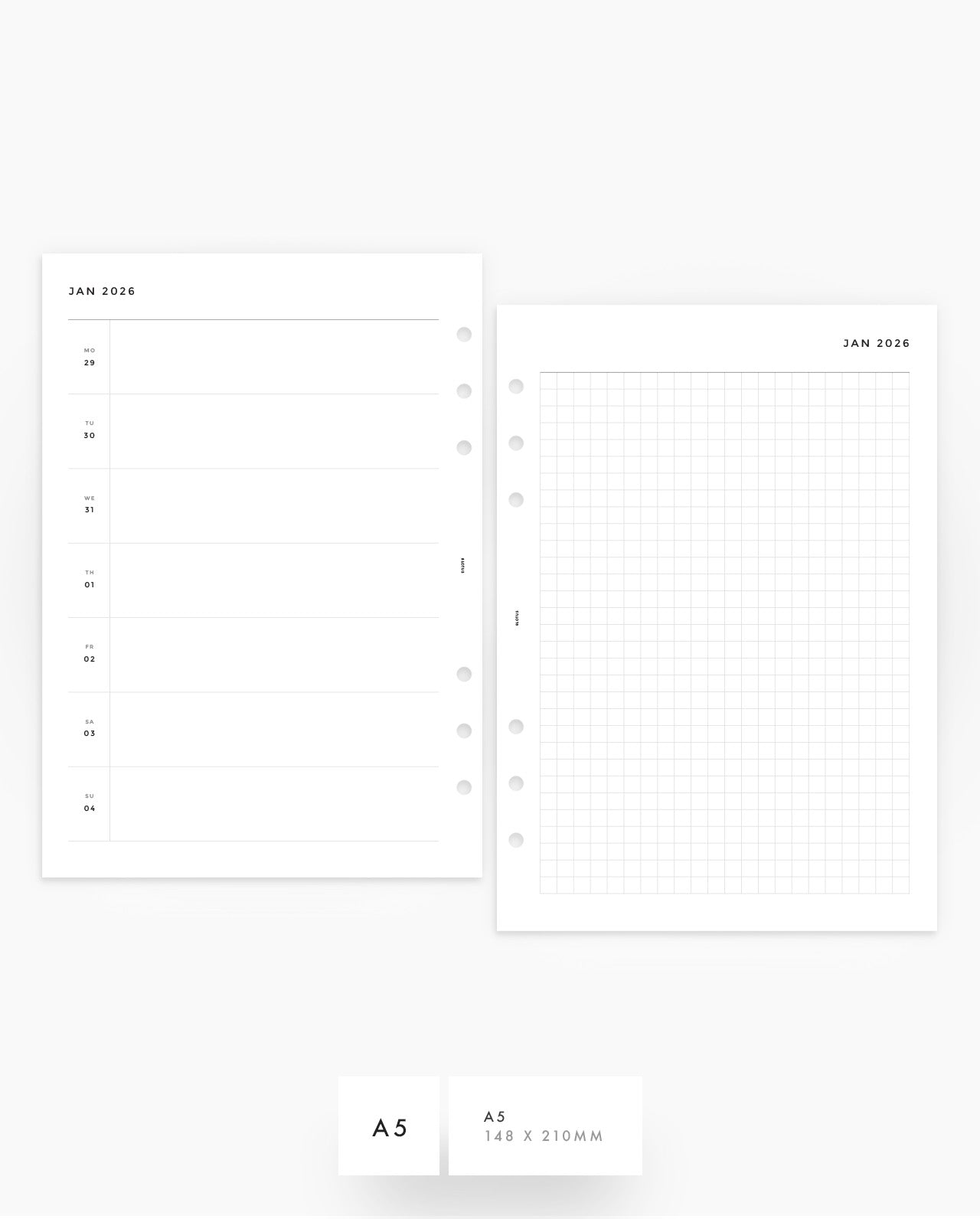 MN041 - 2026 Weekly Horizontal & Grid Notes Planner Inserts - WO2P