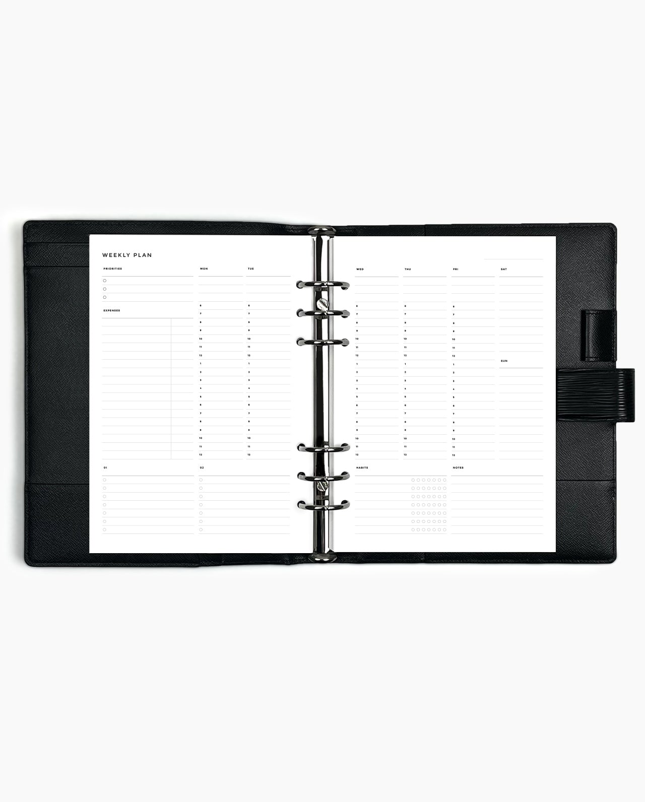 MN034 - WEEKLY VERTICAL HOURLY - HABITS & EXPENSES - Planner Inserts (Special Order)