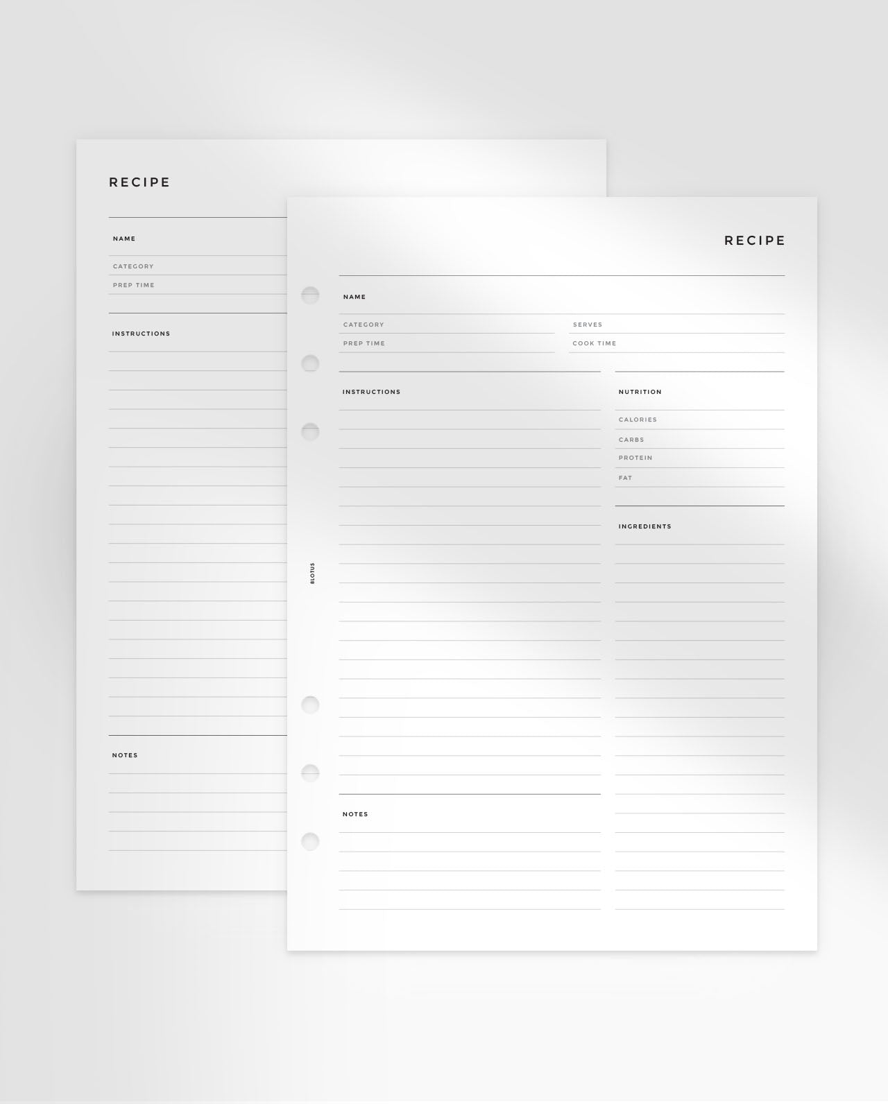MN061 - Recipe - Printable Planner Inserts PDF