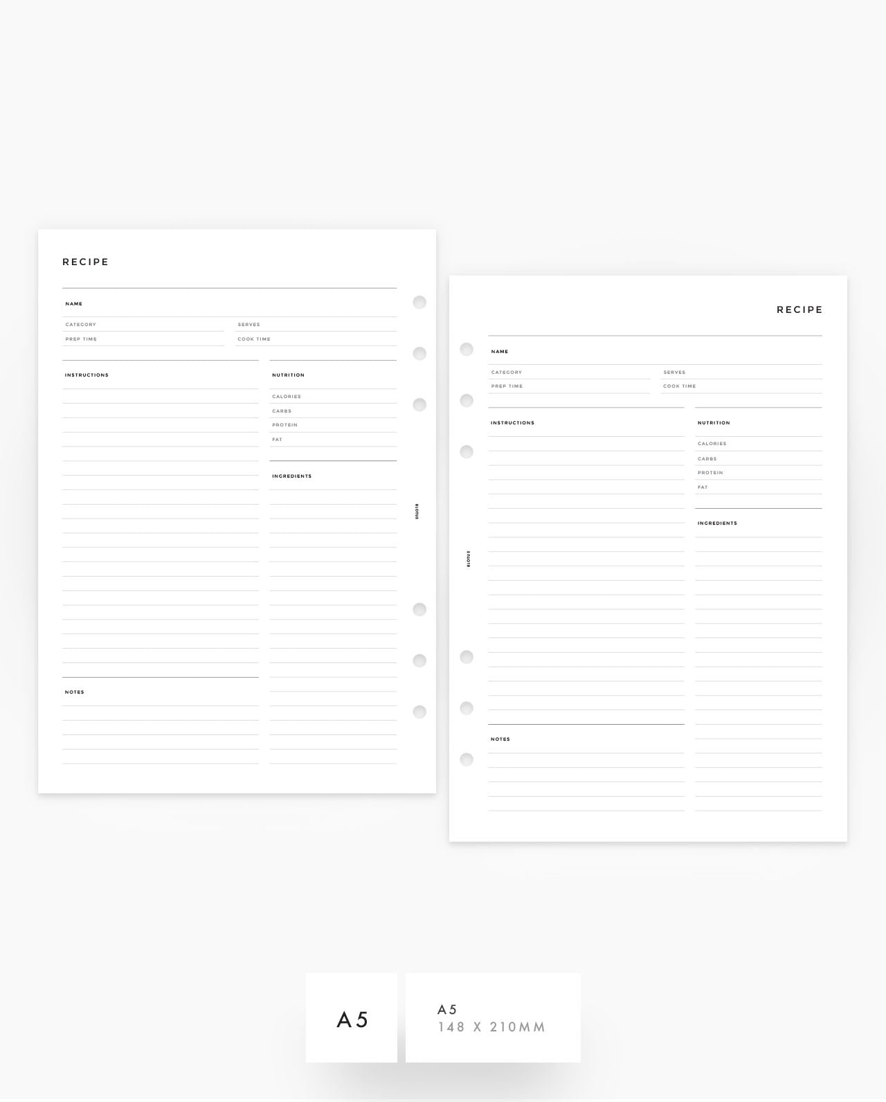 MN061 - Recipe - Printable Planner Inserts PDF