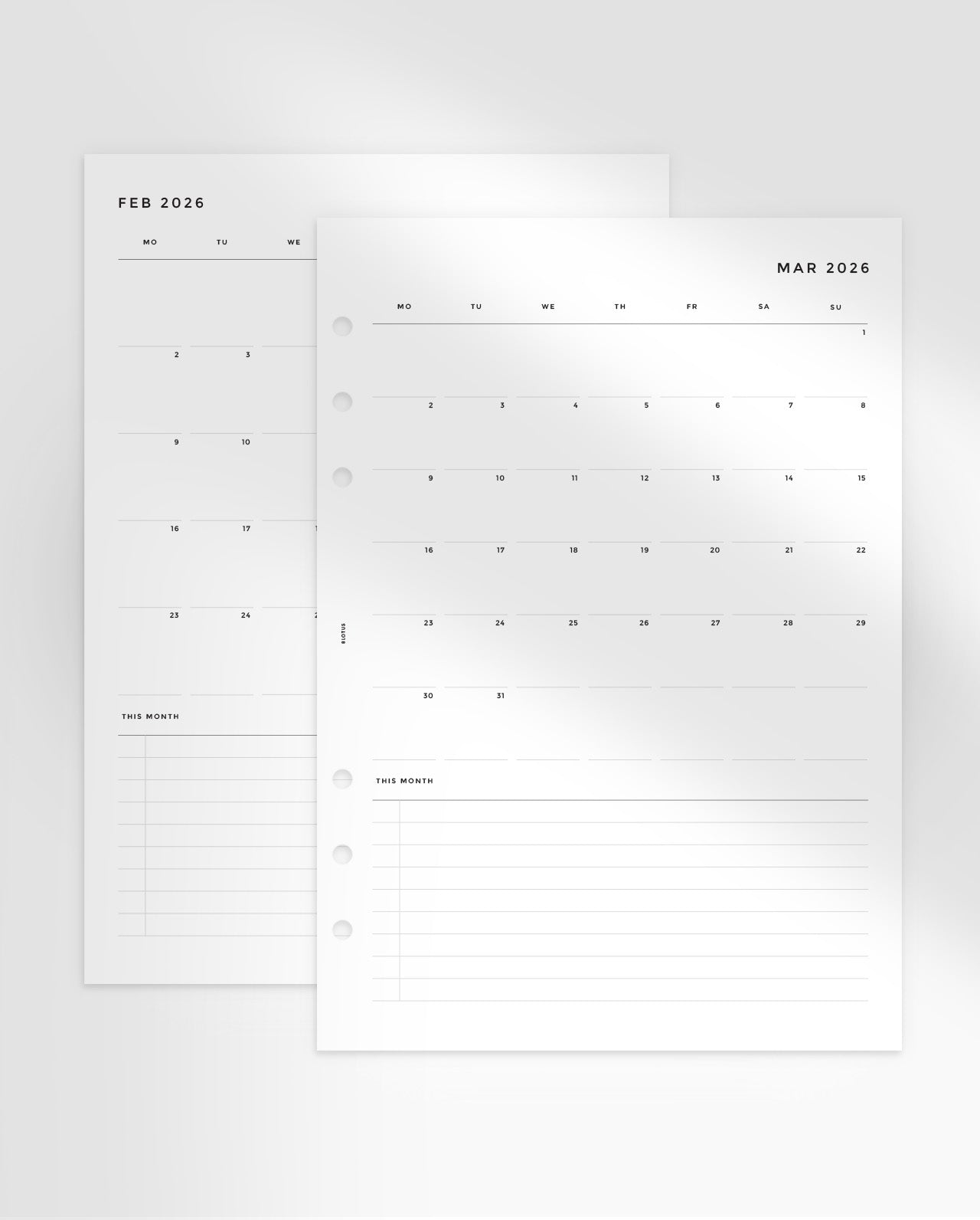 MN104 - 2026 Monthly Overview - MO1P - Printable PDF