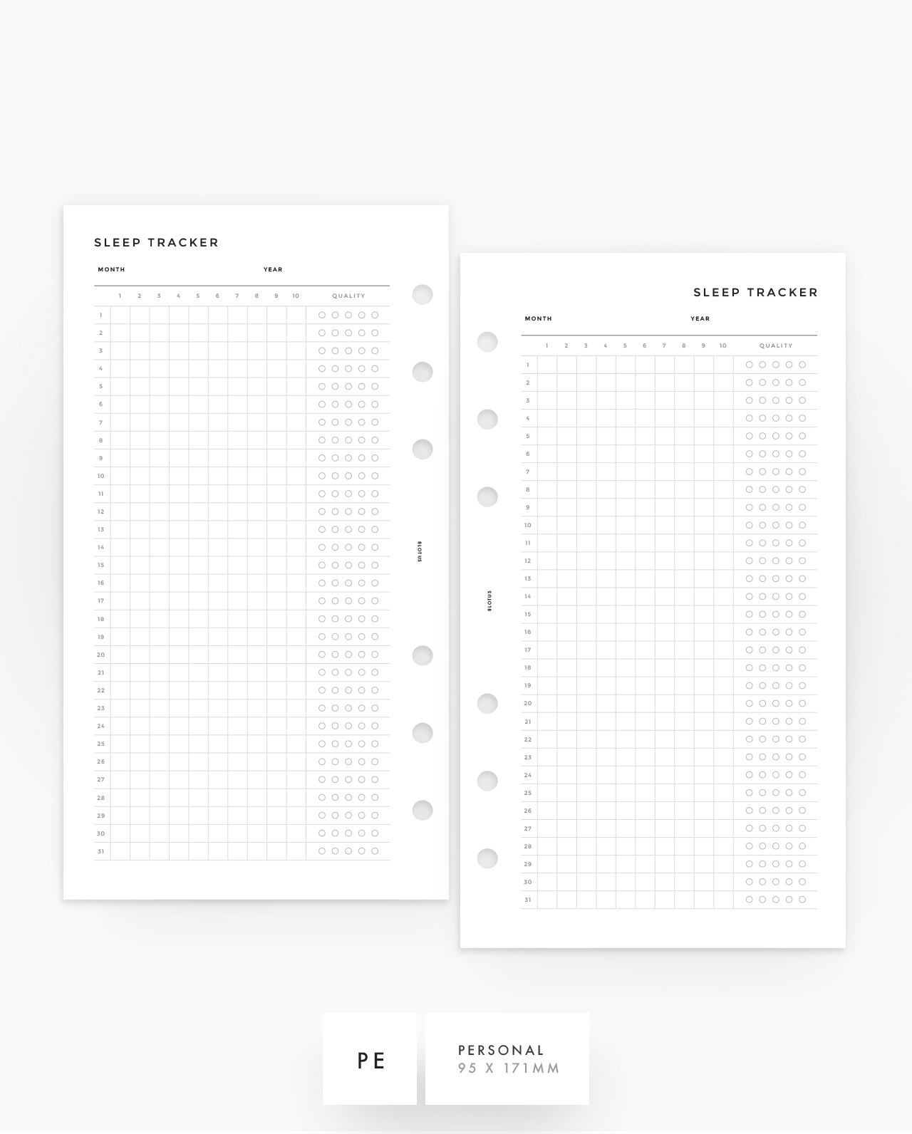 MN115 - Sleep Tracker - Printable Inserts