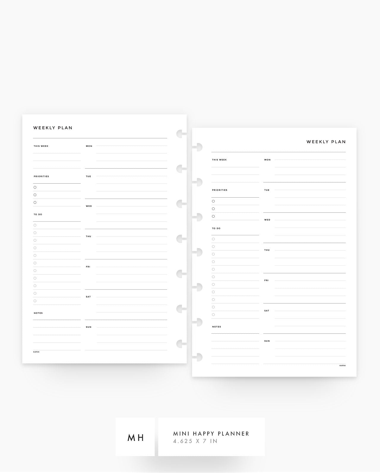MN119 - Weekly Plan WO1P - Planner Inserts - SPECIAL ORDER