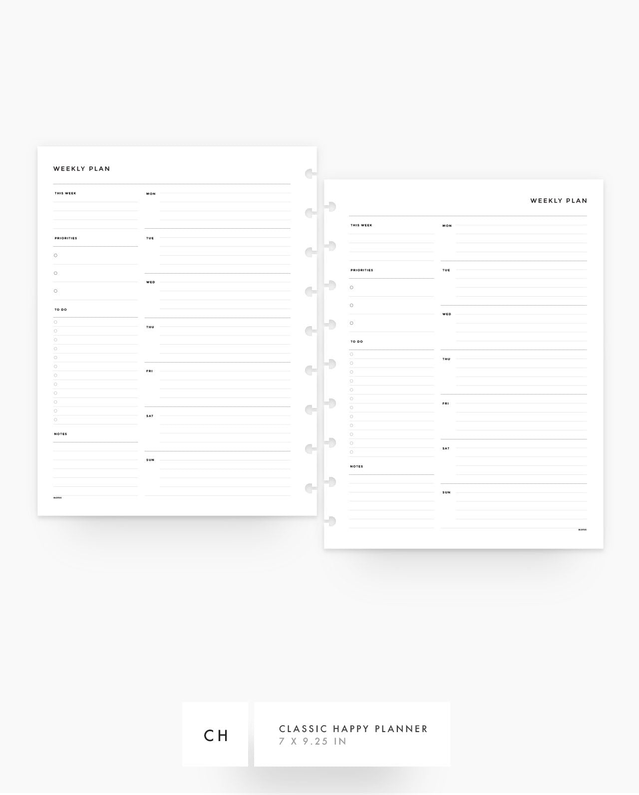 MN119 - Weekly Plan WO1P - Planner Inserts - SPECIAL ORDER