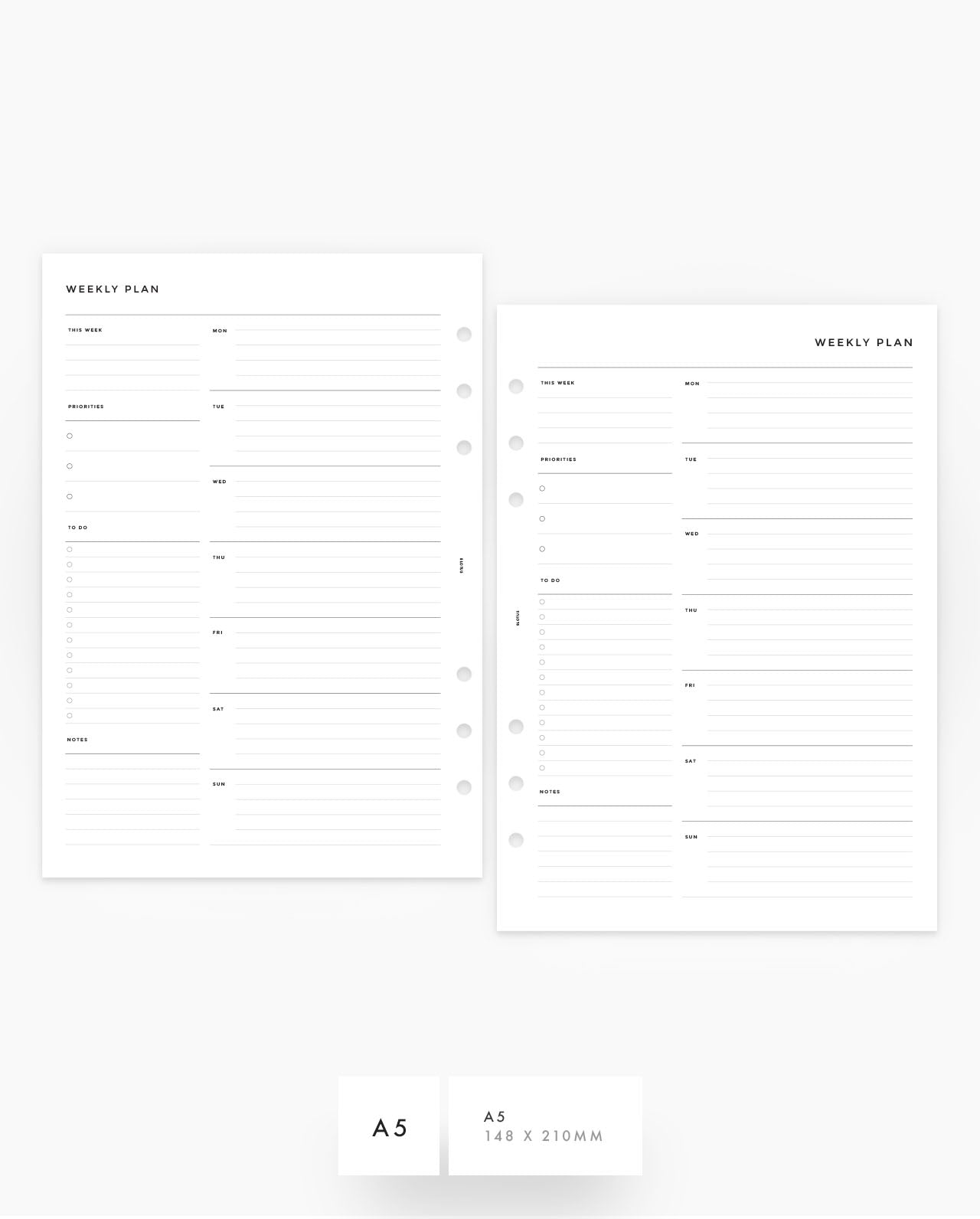 MN119 - Weekly Plan WO1P - Planner Inserts - SPECIAL ORDER