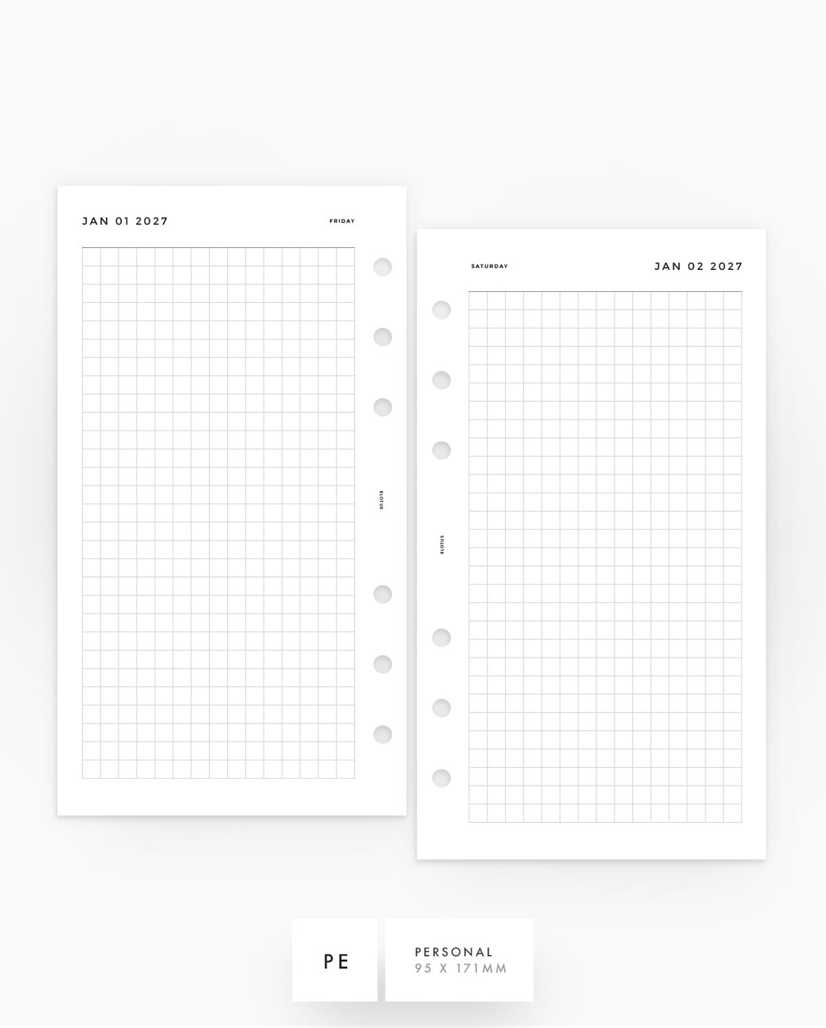 MN204 - 2027 Daily Planner Inserts - Grid - DO1P - PREORDER