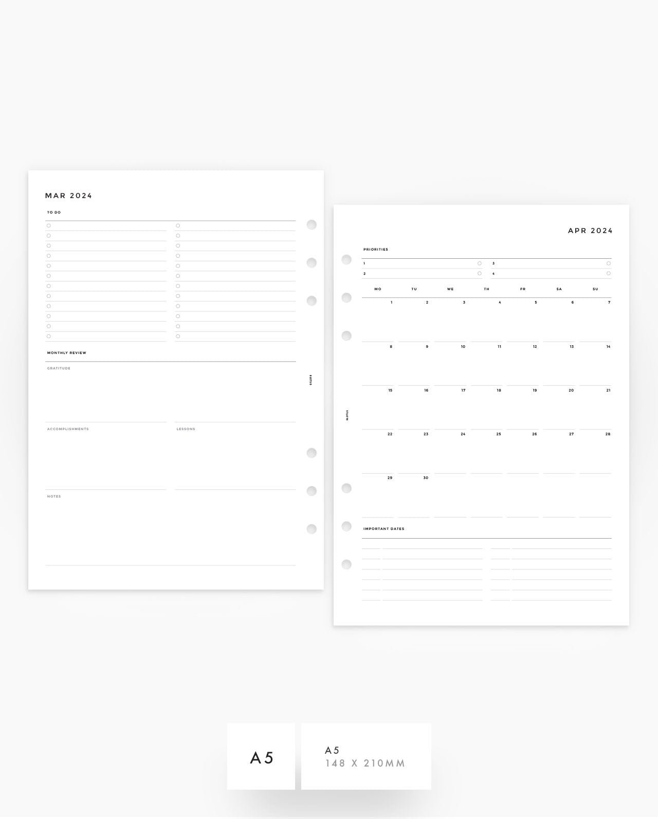 MN003 - 2024 MONTHLY PLANNER & REVIEW - MO2P - Printable PDF