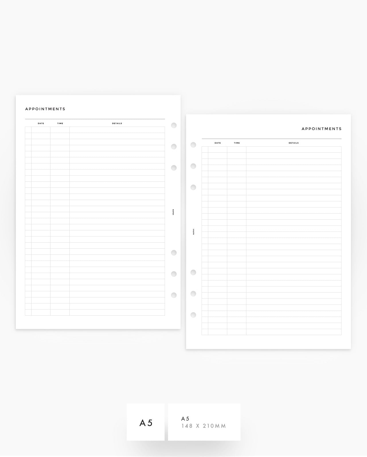 MN194 - Appointment Log Planner Inserts - Printable PDF