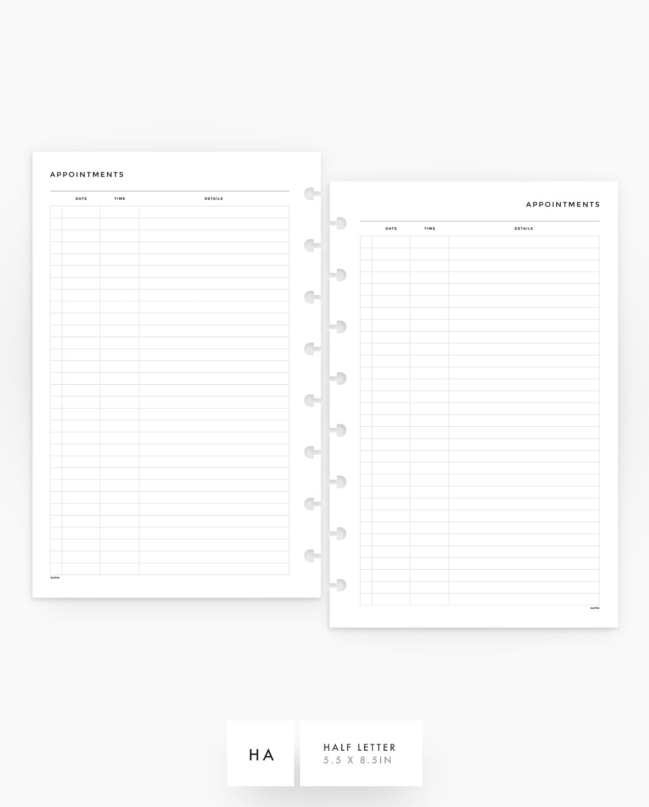 MN194 - Appointment Log Planner Inserts - SPECIAL ORDER
