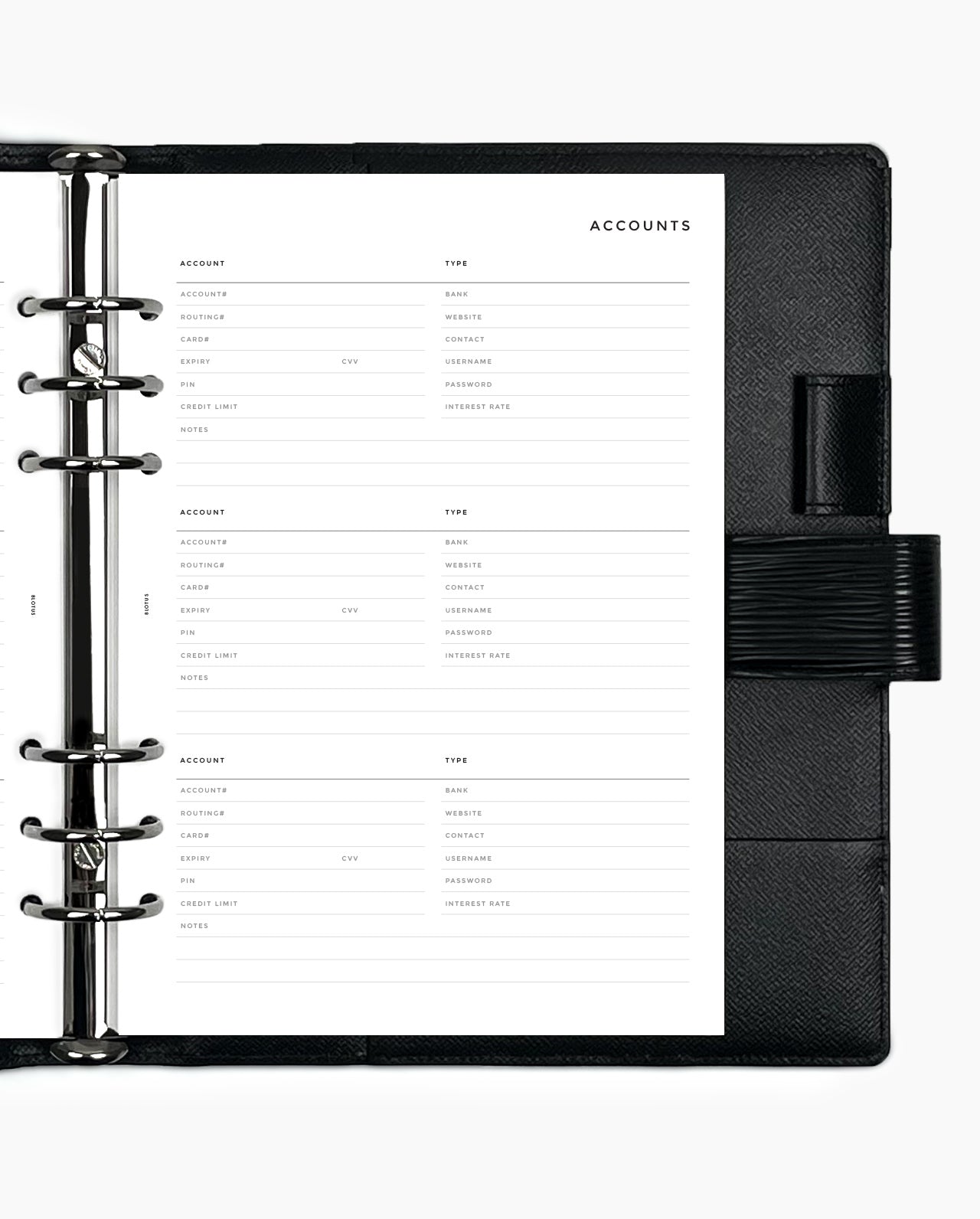 MN156 - Accounts Tracker Planner Inserts (Special Order)