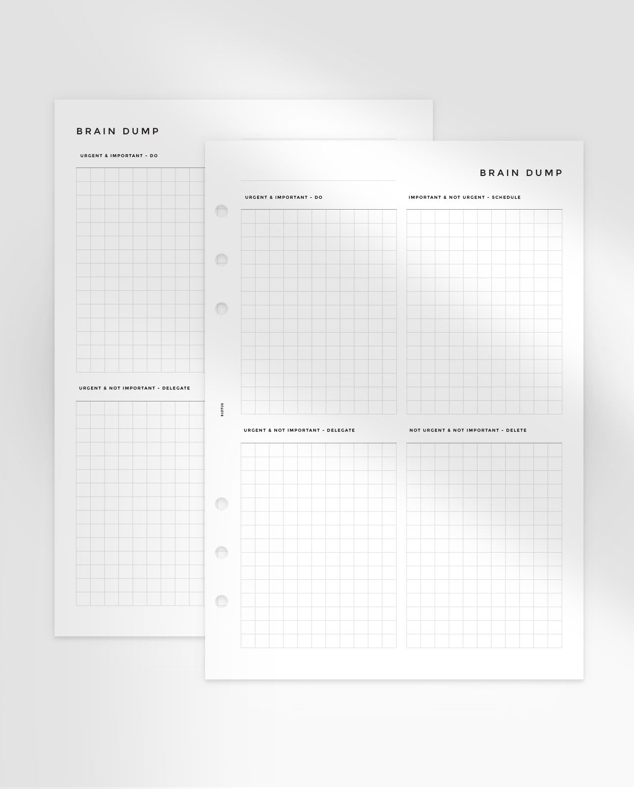 MN267 - Brain Dump Eisenhower Matrix - Printable Planner Inserts PDF