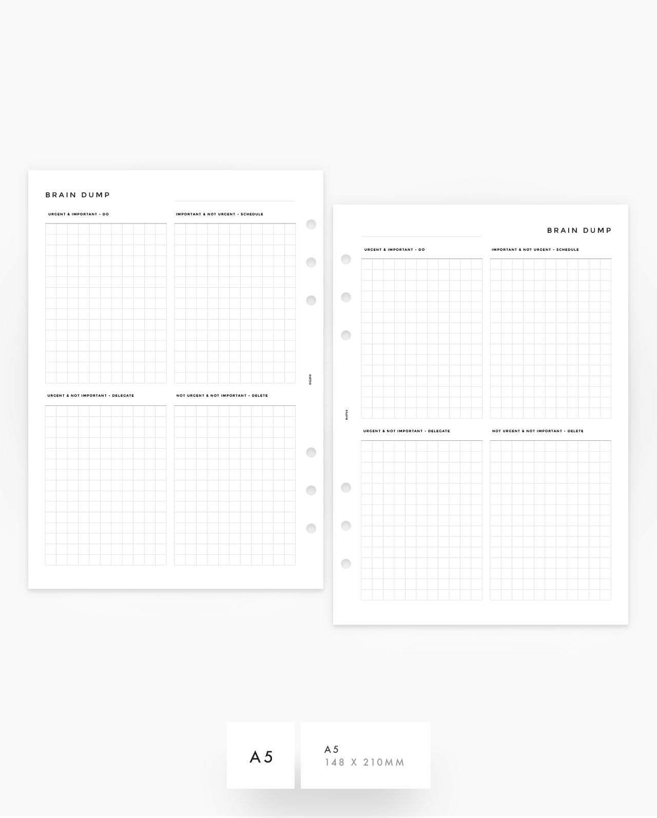 MN267 - Brain Dump Eisenhower Matrix - Printable Planner Inserts PDF