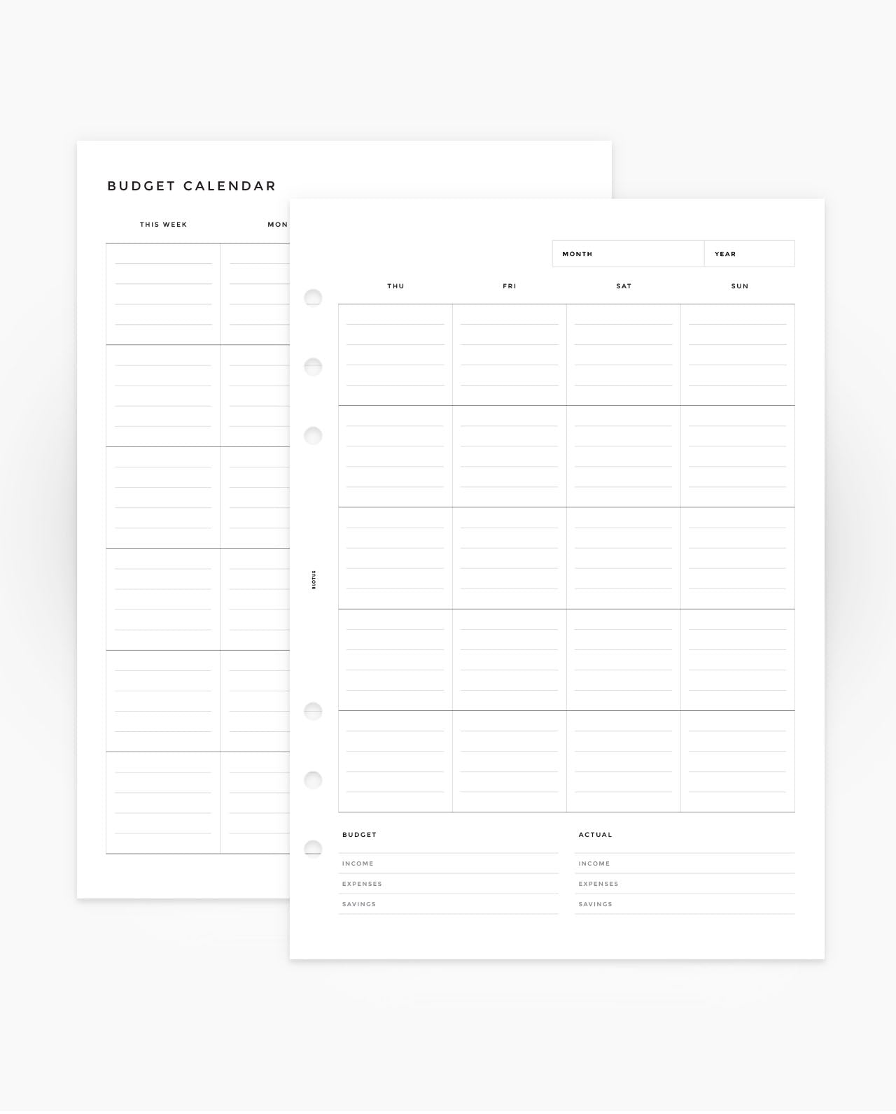 Budget Calendar Planner Inserts 8Lotus
