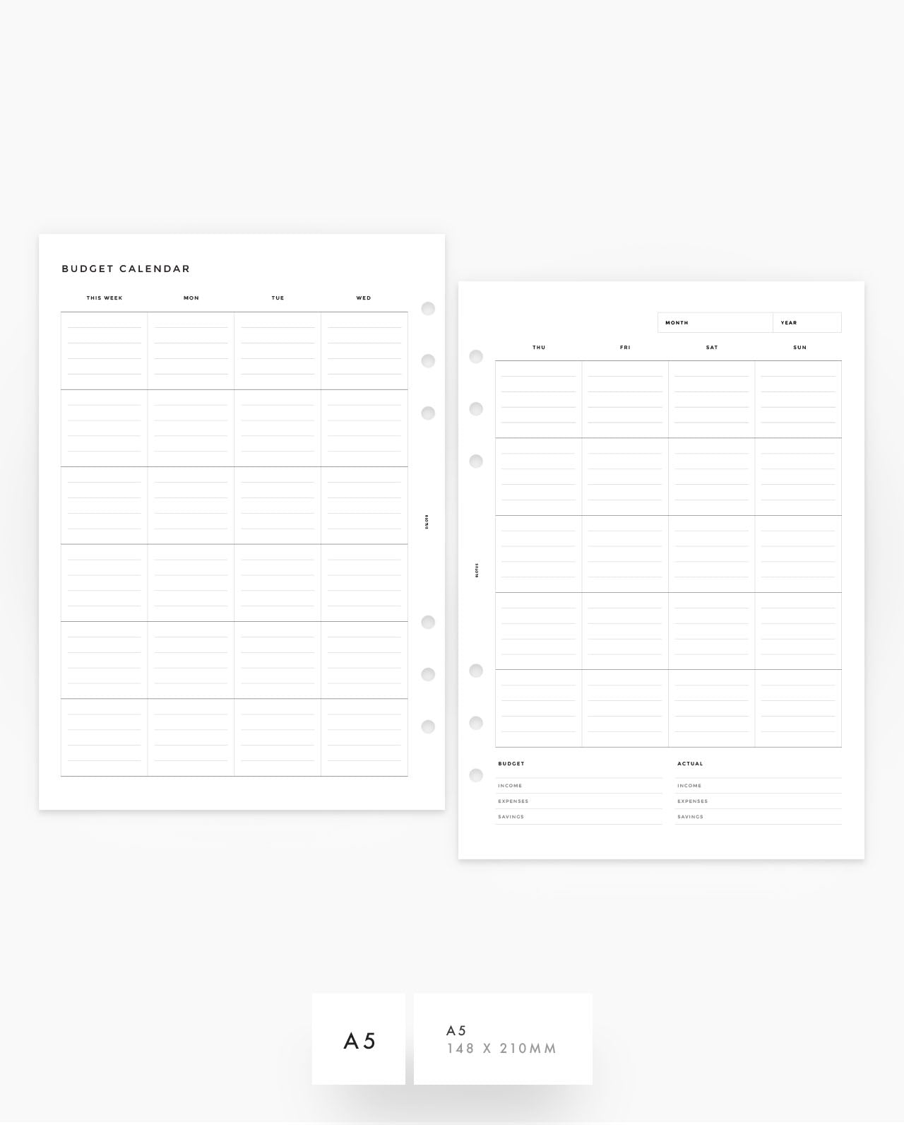 MN273 - Budget Calendar - Planner Inserts - SPECIAL ORDER