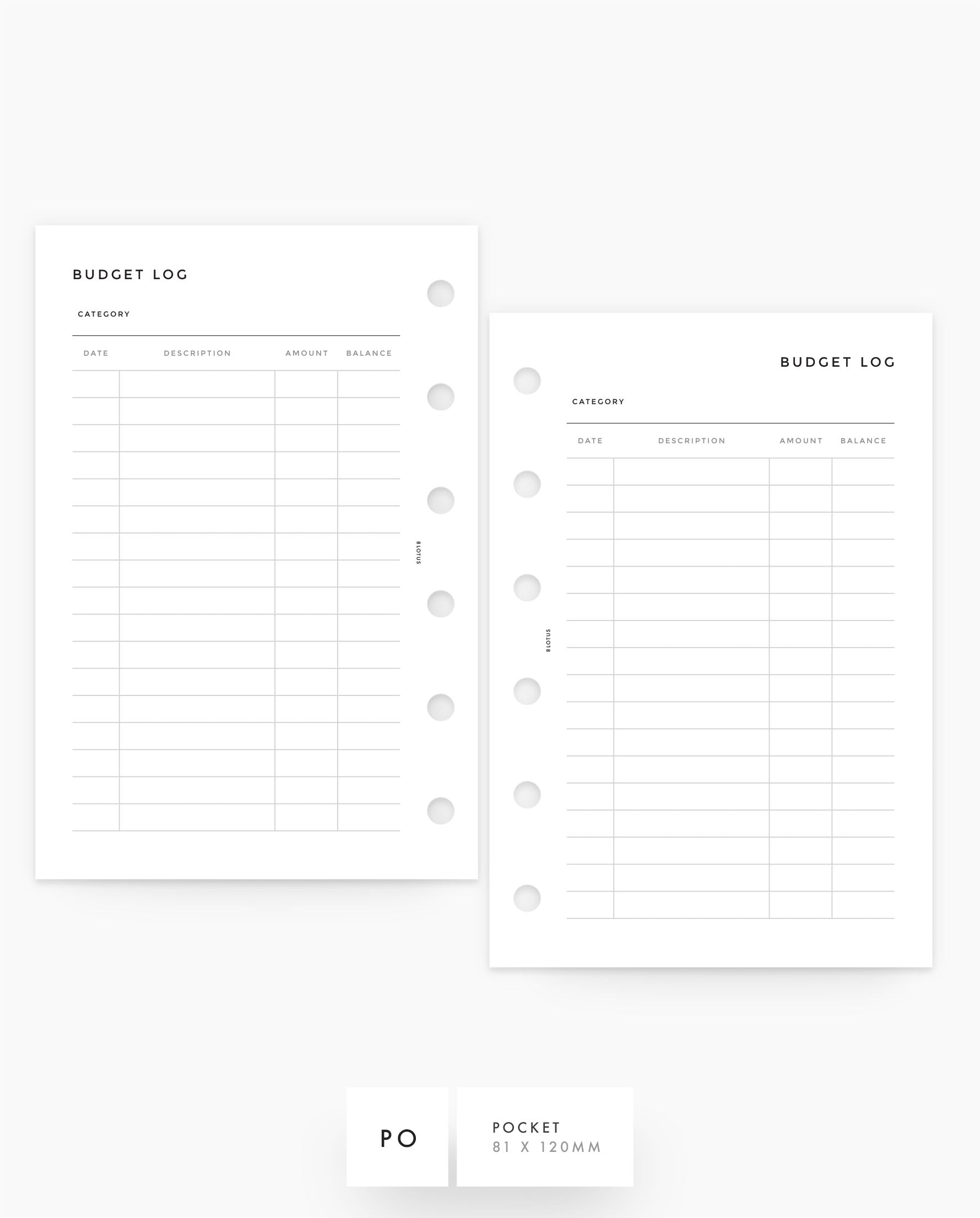 MN159 - Budget Log - Planner Inserts (Special Order)